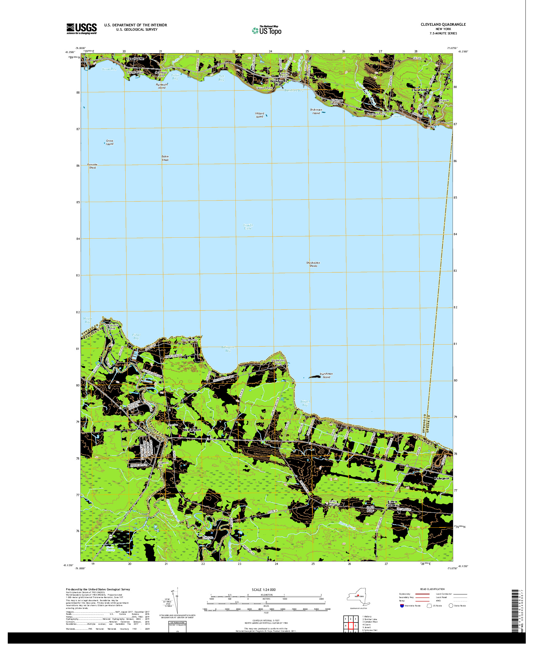 USGS US TOPO 7.5-MINUTE MAP FOR CLEVELAND, NY 2019