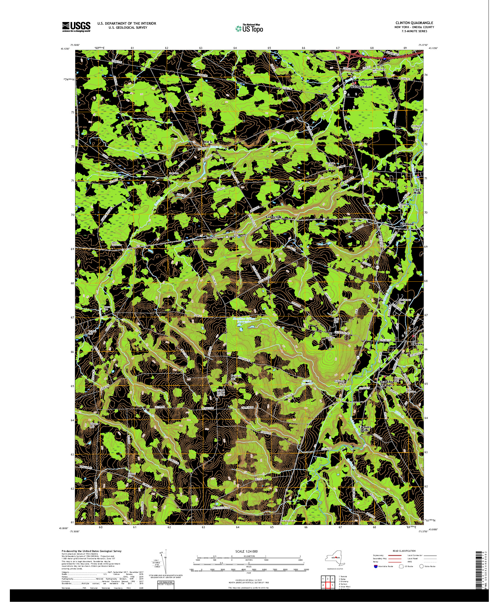 USGS US TOPO 7.5-MINUTE MAP FOR CLINTON, NY 2019