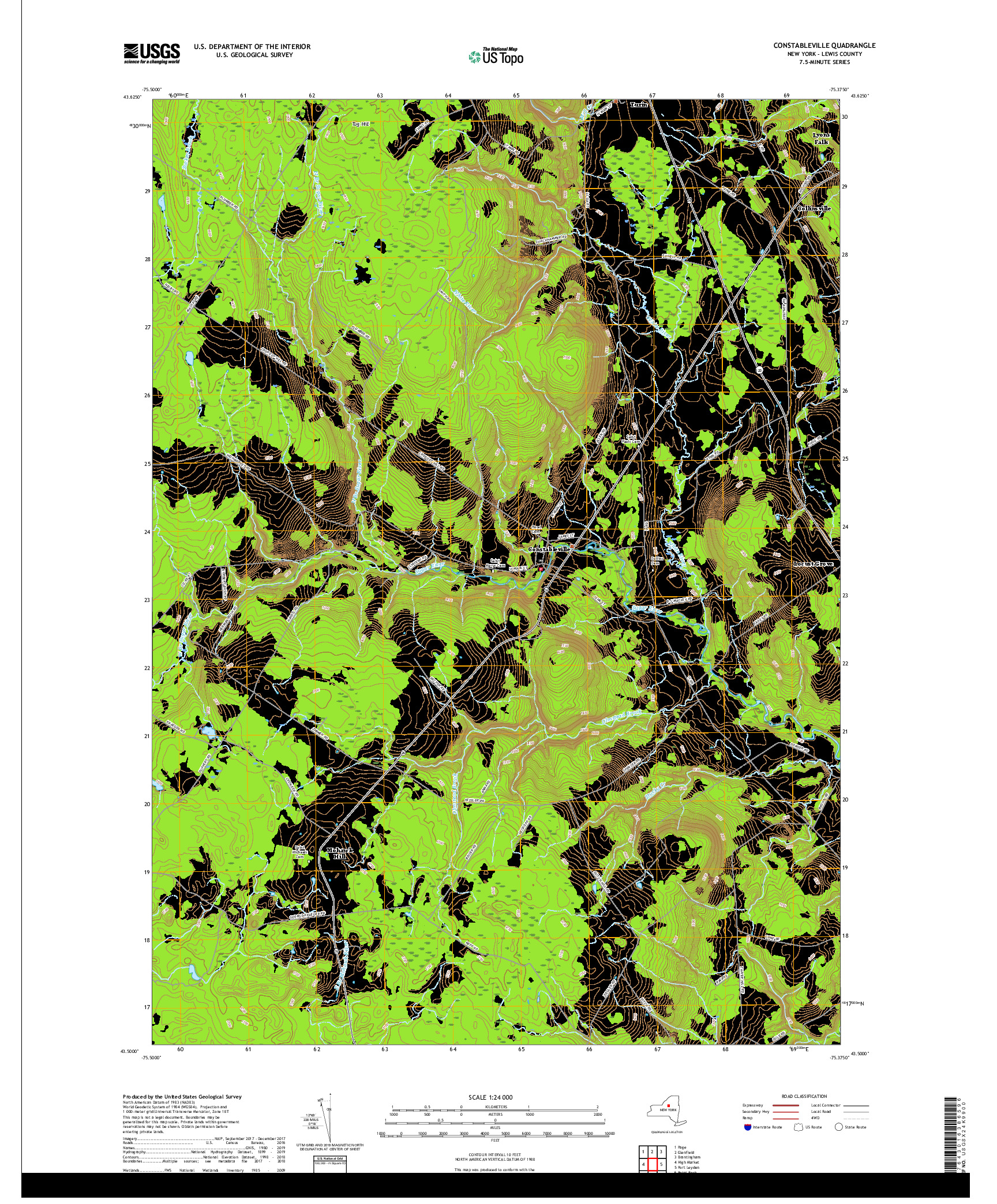 USGS US TOPO 7.5-MINUTE MAP FOR CONSTABLEVILLE, NY 2019