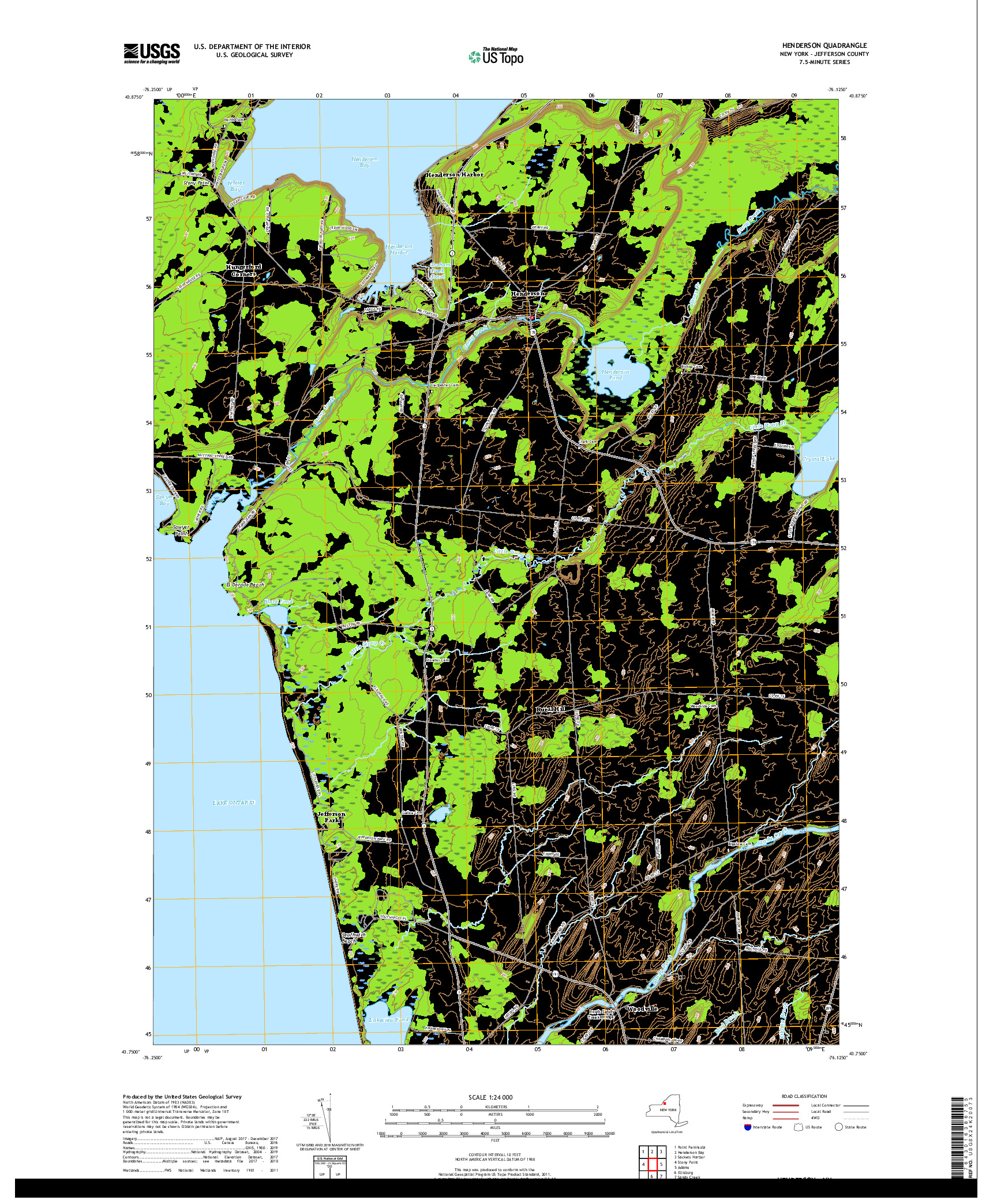 USGS US TOPO 7.5-MINUTE MAP FOR HENDERSON, NY 2019