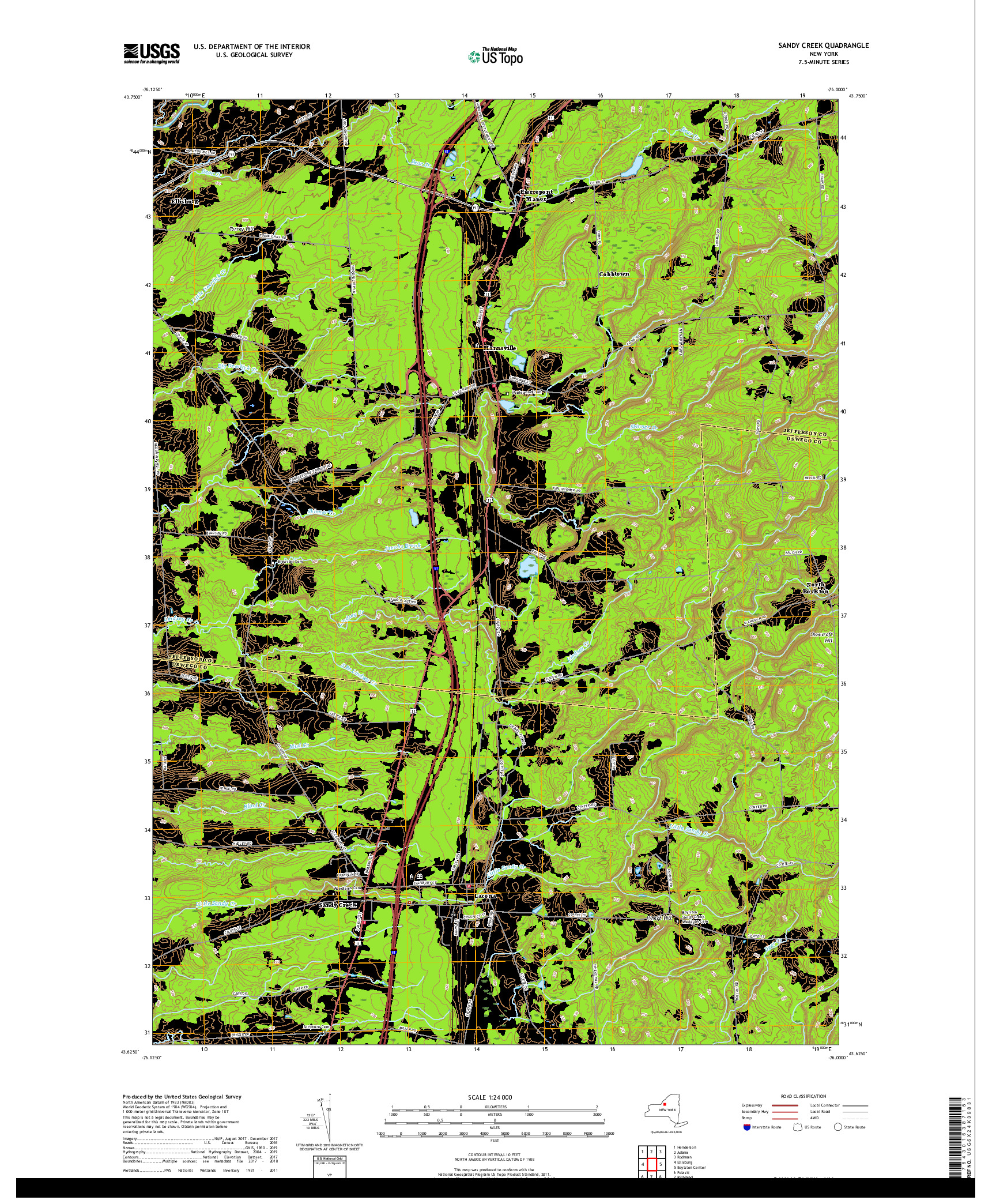 USGS US TOPO 7.5-MINUTE MAP FOR SANDY CREEK, NY 2019