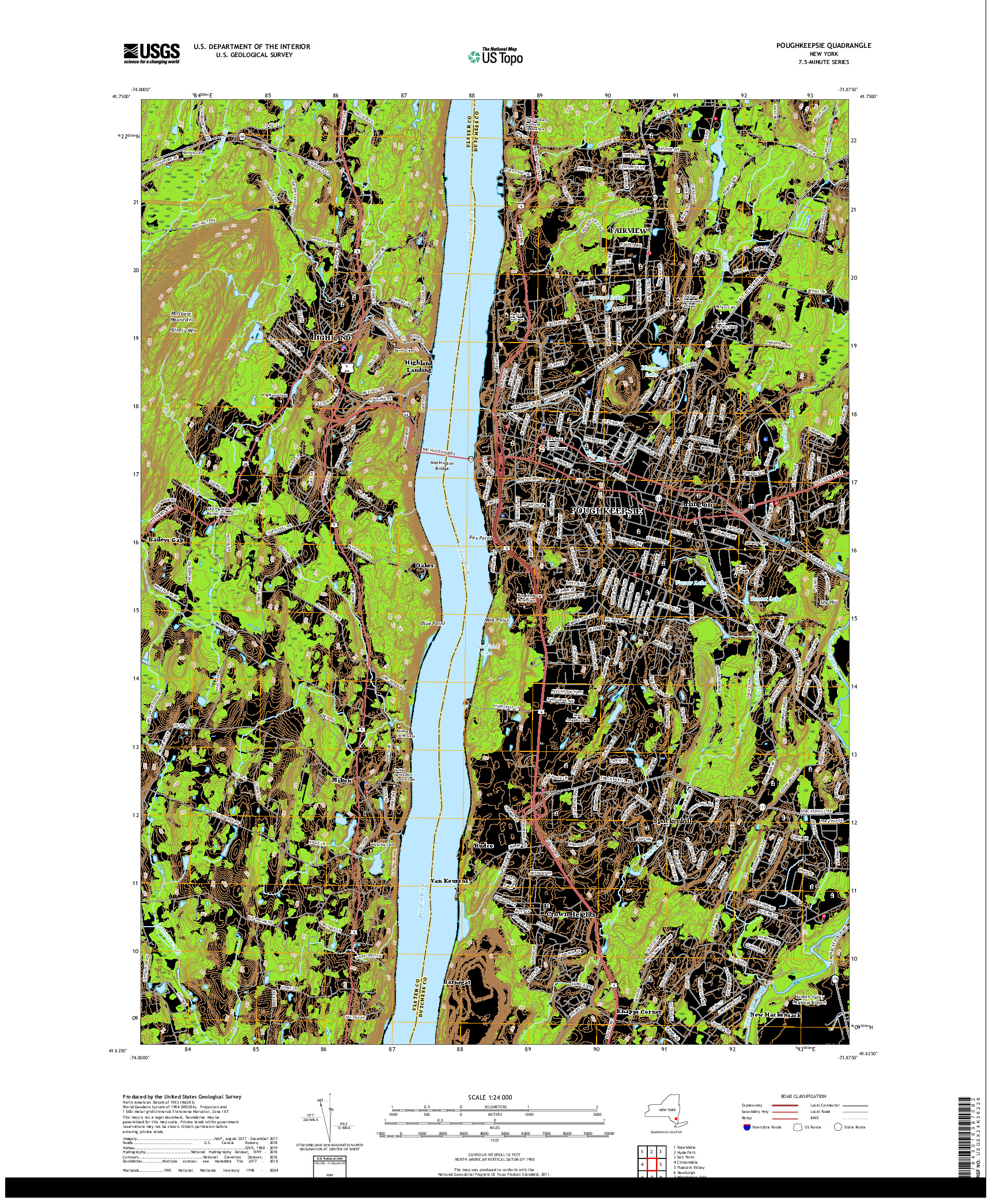 USGS US TOPO 7.5-MINUTE MAP FOR POUGHKEEPSIE, NY 2019