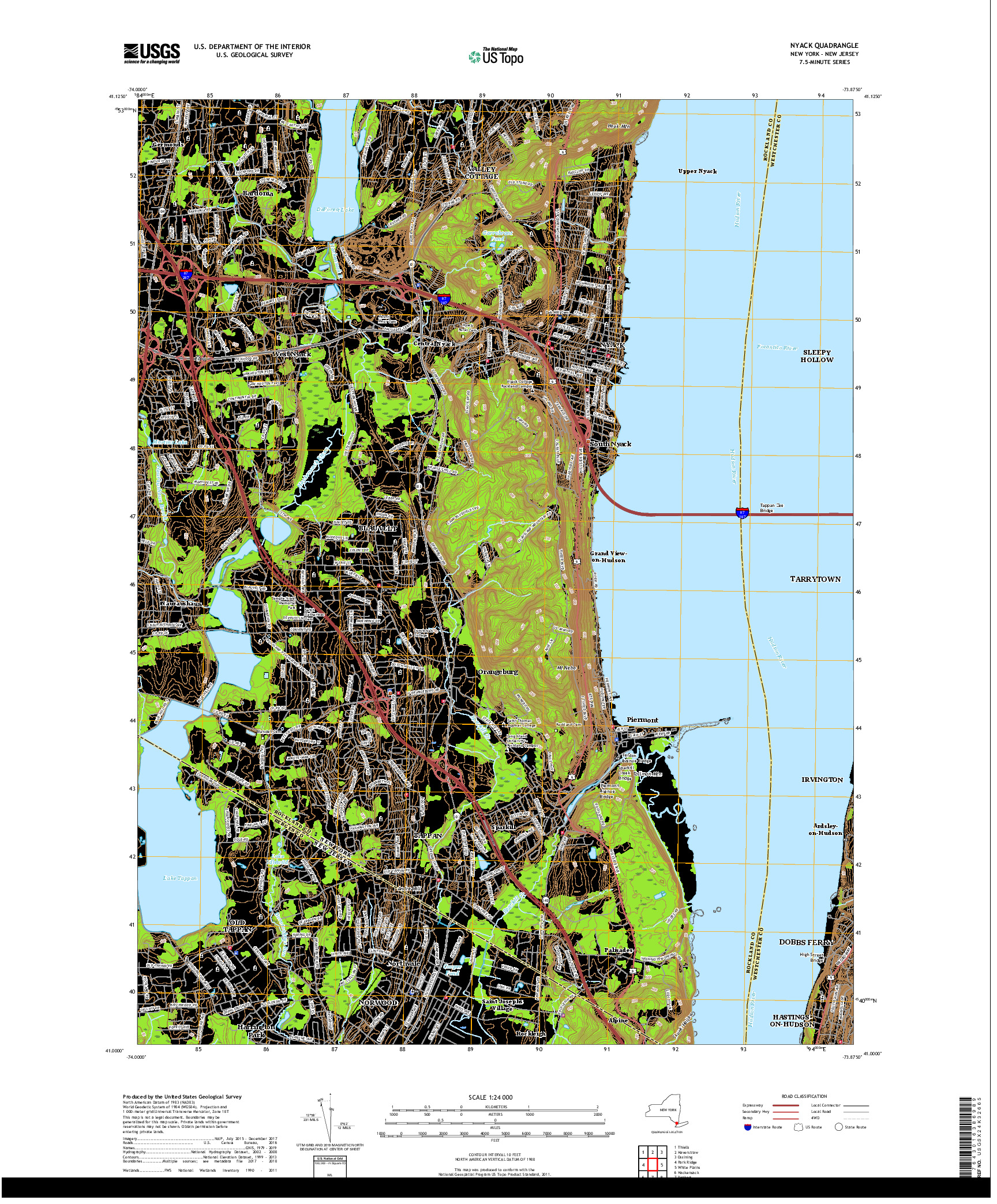 USGS US TOPO 7.5-MINUTE MAP FOR NYACK, NY,NJ 2019
