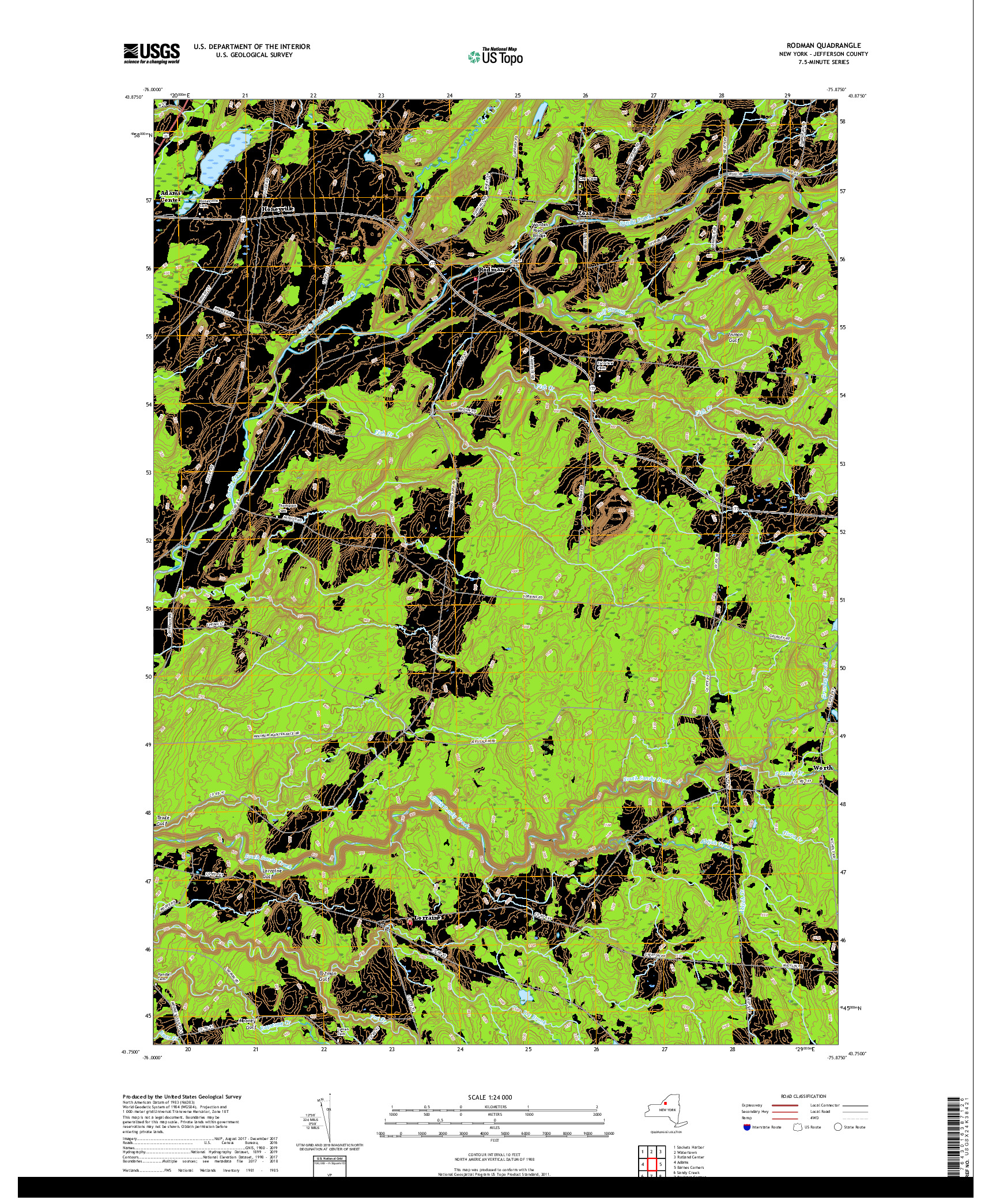 USGS US TOPO 7.5-MINUTE MAP FOR RODMAN, NY 2019