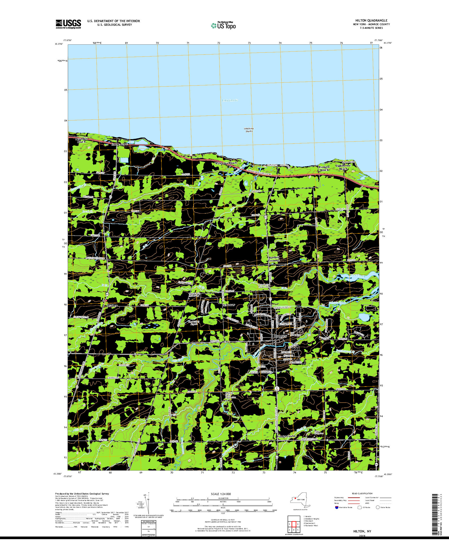 USGS US TOPO 7.5-MINUTE MAP FOR HILTON, NY 2019