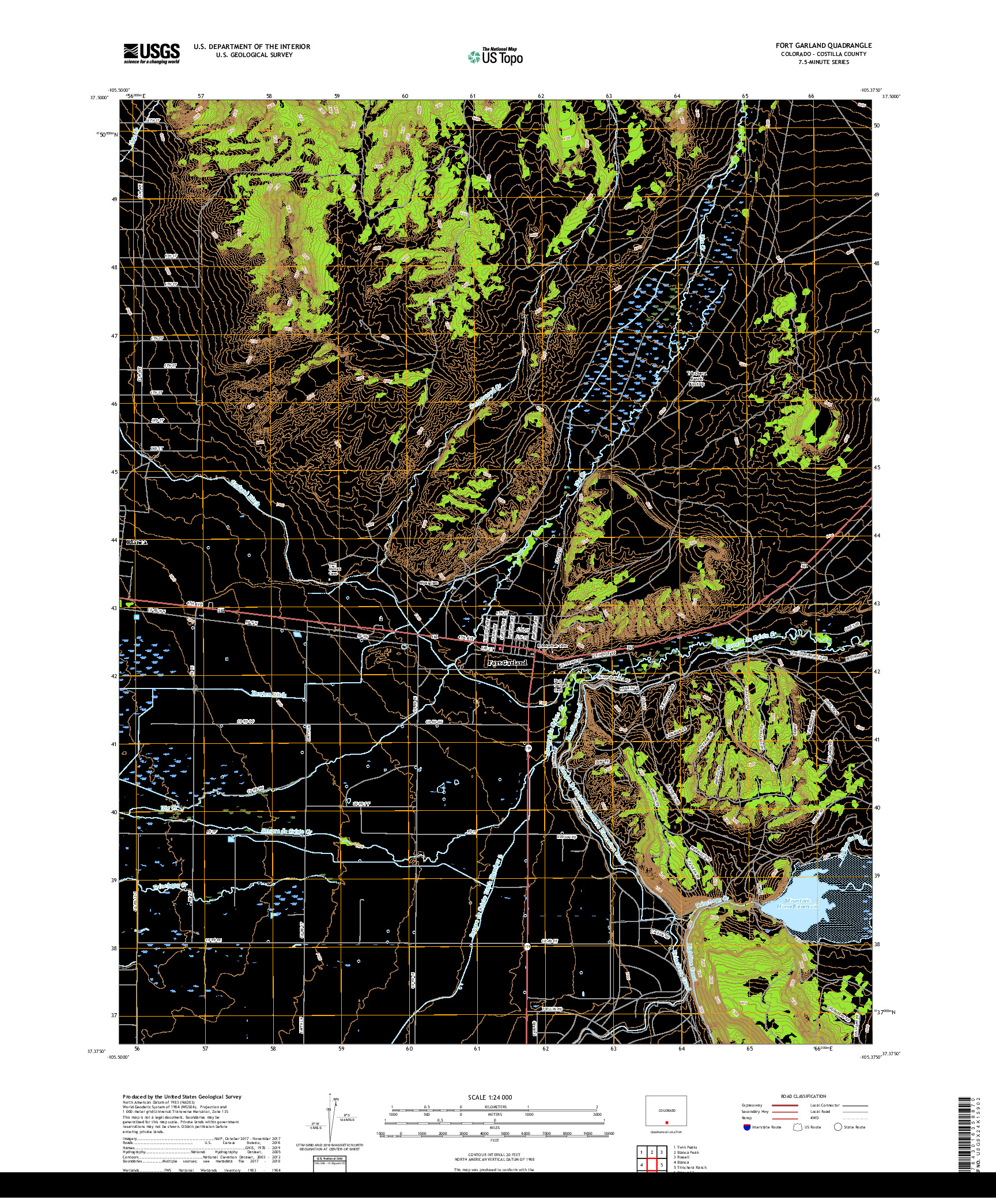 USGS US TOPO 7.5-MINUTE MAP FOR FORT GARLAND, CO 2019