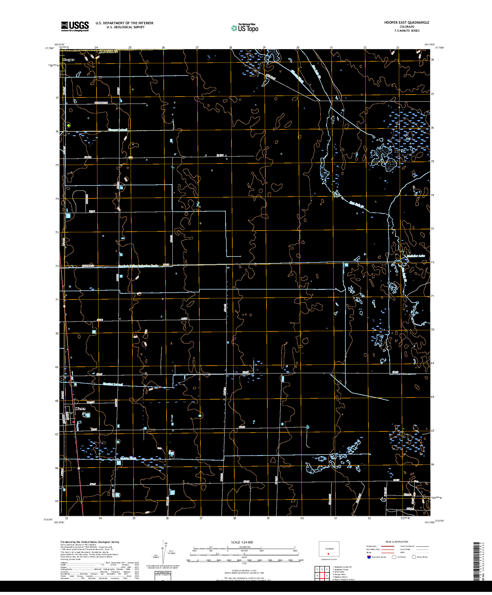 USGS US TOPO 7.5-MINUTE MAP FOR HOOPER EAST, CO 2019