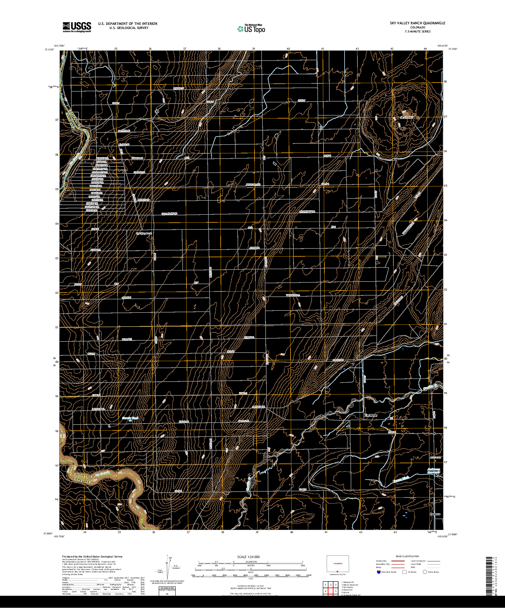 USGS US TOPO 7.5-MINUTE MAP FOR SKY VALLEY RANCH, CO 2019