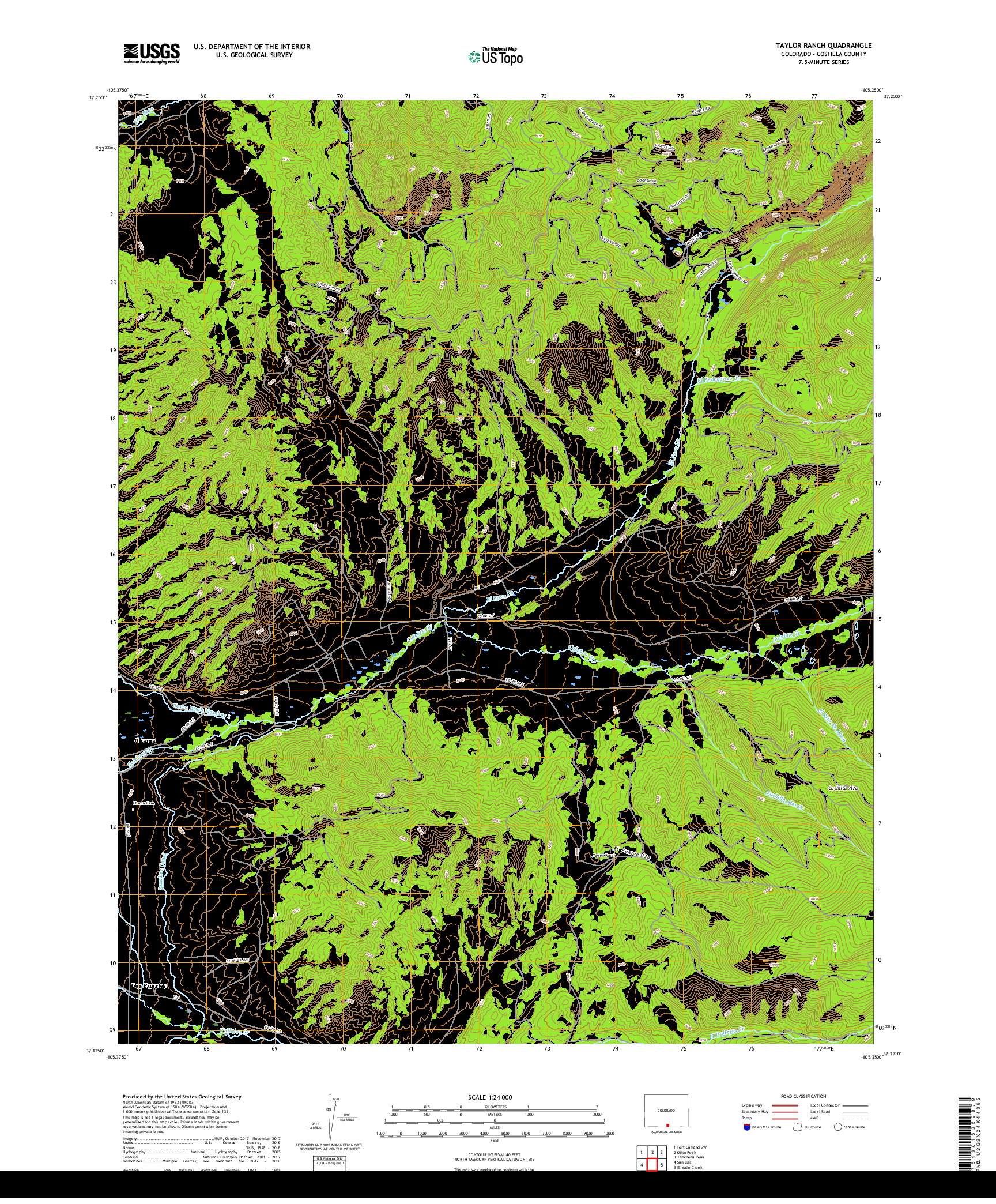 USGS US TOPO 7.5-MINUTE MAP FOR TAYLOR RANCH, CO 2019