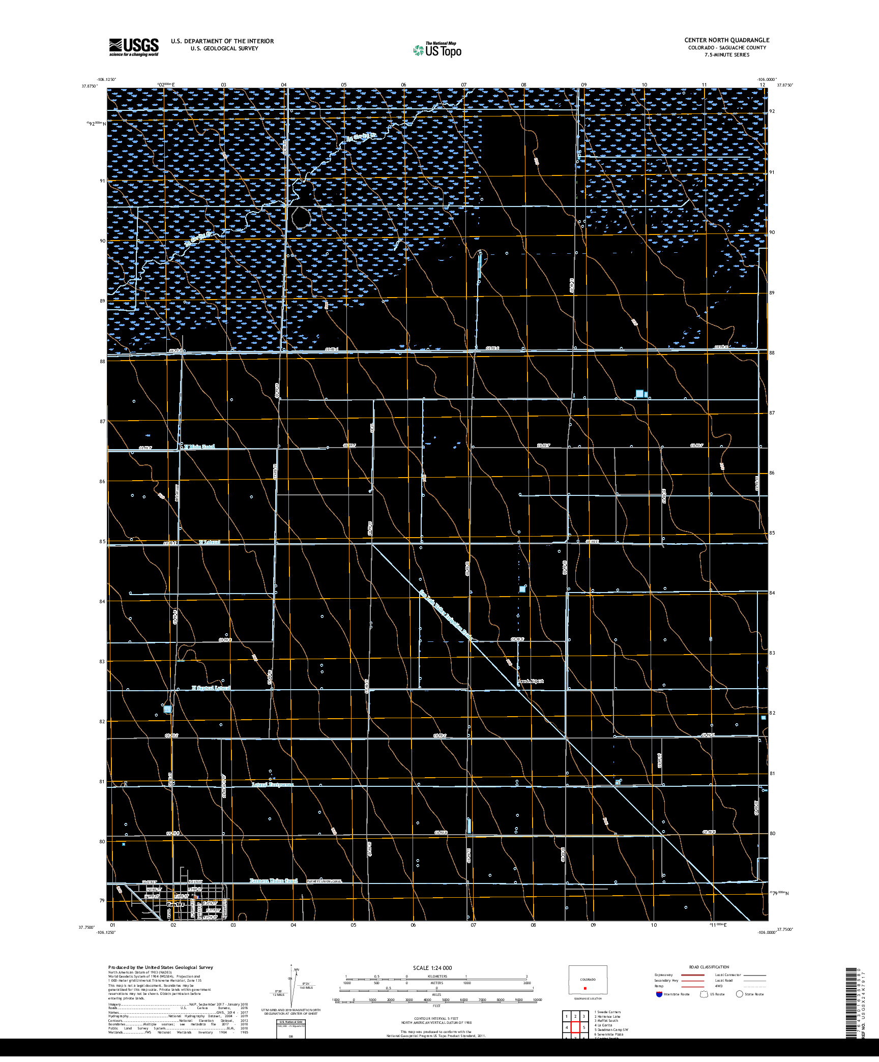 USGS US TOPO 7.5-MINUTE MAP FOR CENTER NORTH, CO 2019