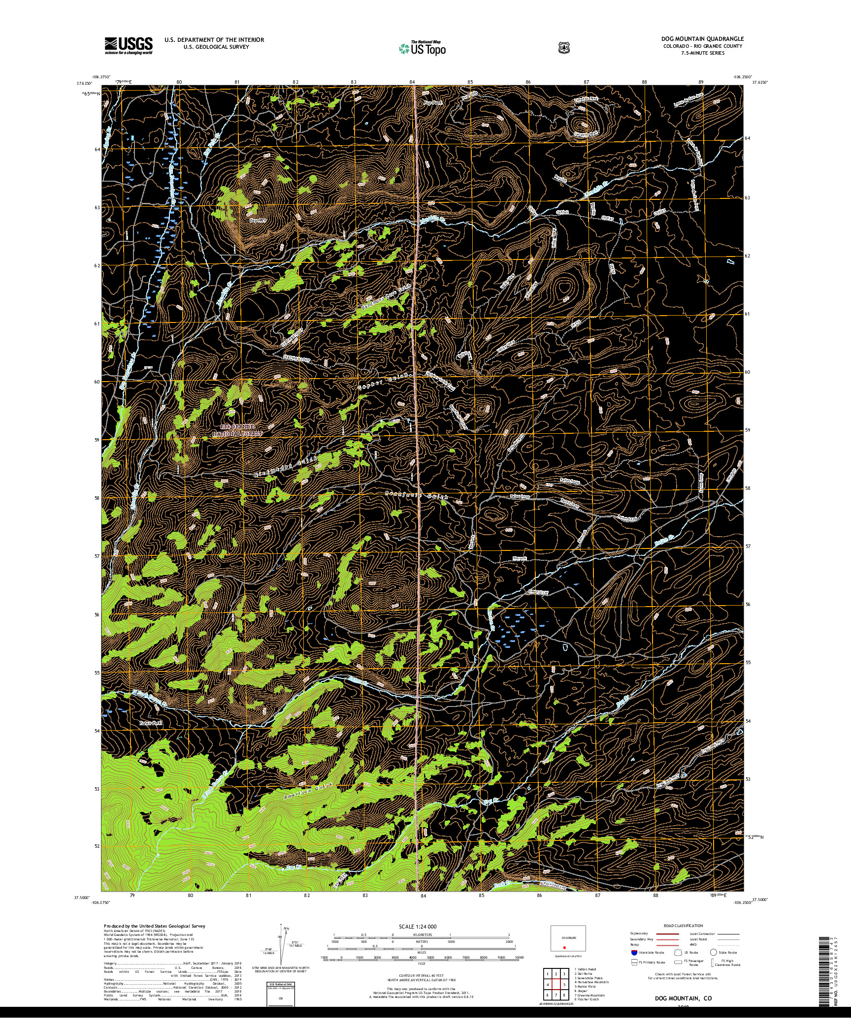 USGS US TOPO 7.5-MINUTE MAP FOR DOG MOUNTAIN, CO 2019