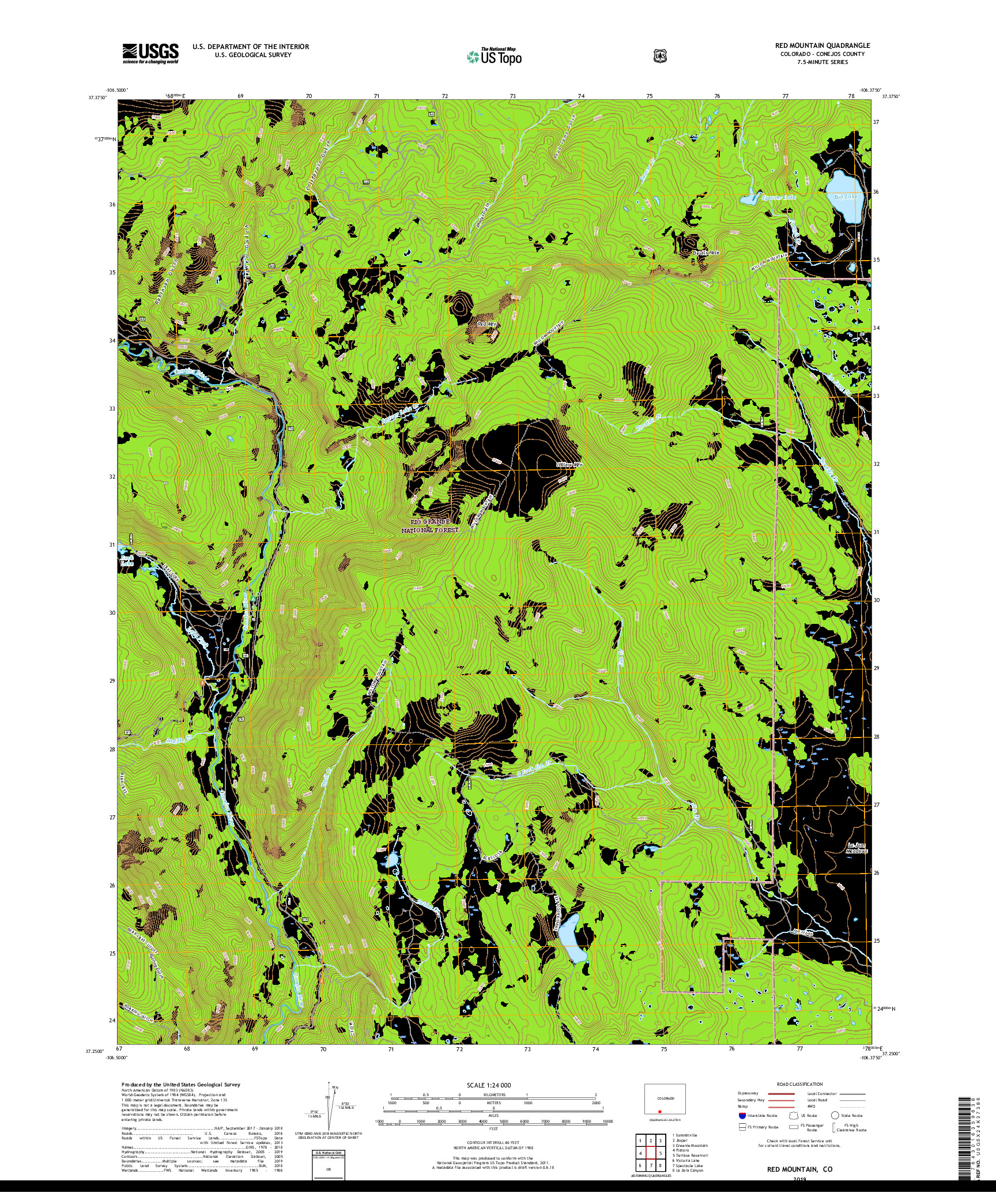 USGS US TOPO 7.5-MINUTE MAP FOR RED MOUNTAIN, CO 2019