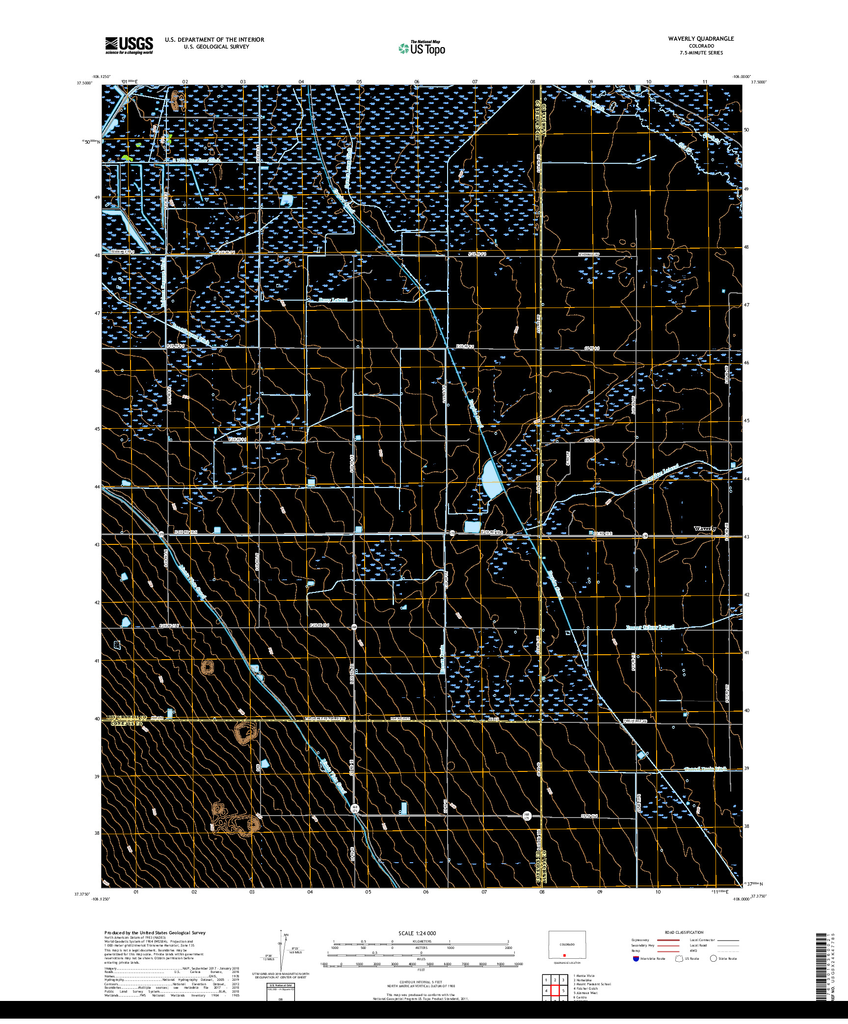 USGS US TOPO 7.5-MINUTE MAP FOR WAVERLY, CO 2019