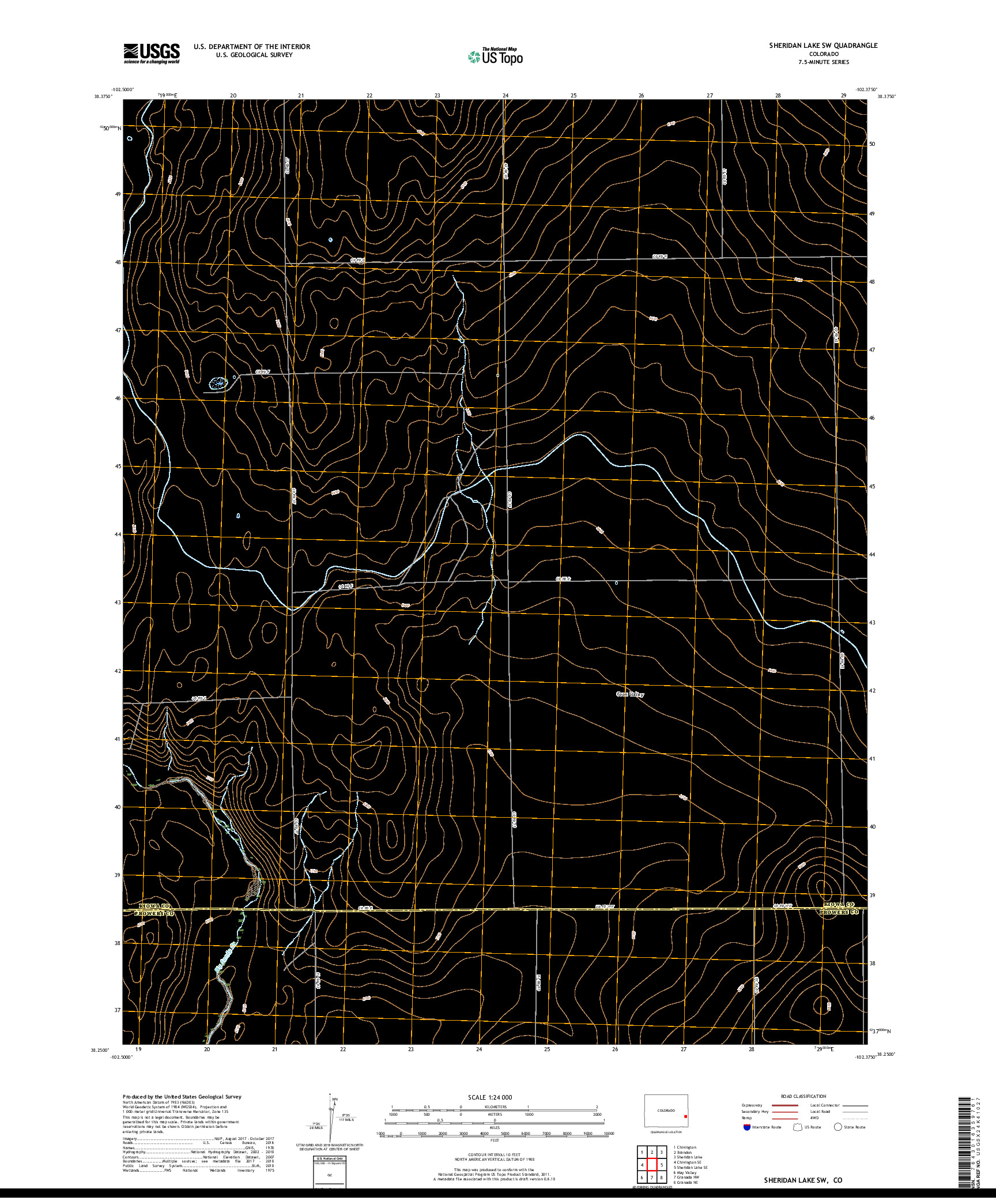 USGS US TOPO 7.5-MINUTE MAP FOR SHERIDAN LAKE SW, CO 2019