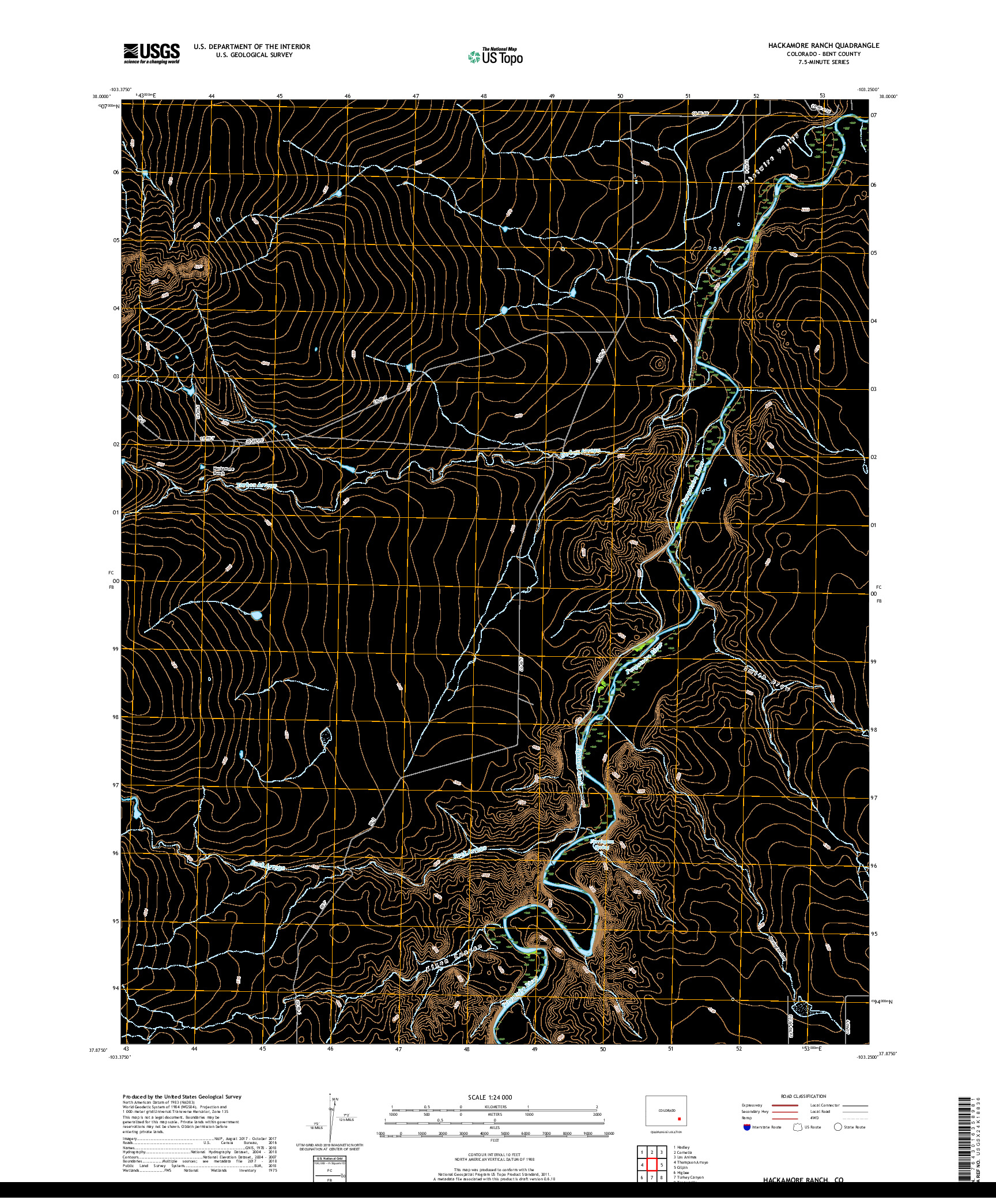 USGS US TOPO 7.5-MINUTE MAP FOR HACKAMORE RANCH, CO 2019