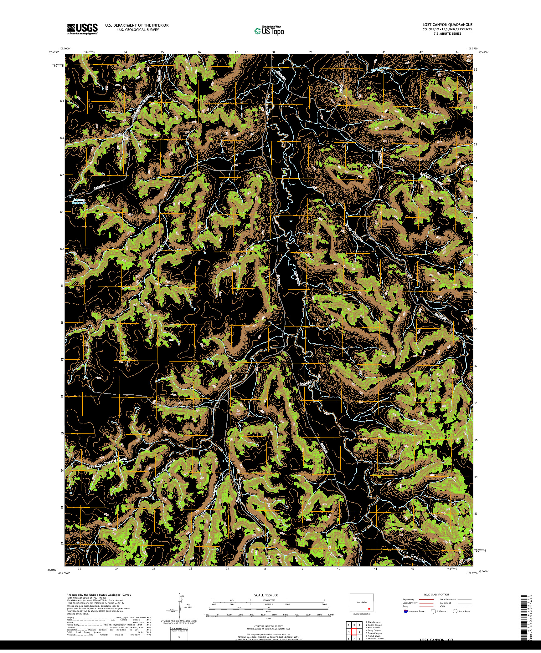 USGS US TOPO 7.5-MINUTE MAP FOR LOST CANYON, CO 2019