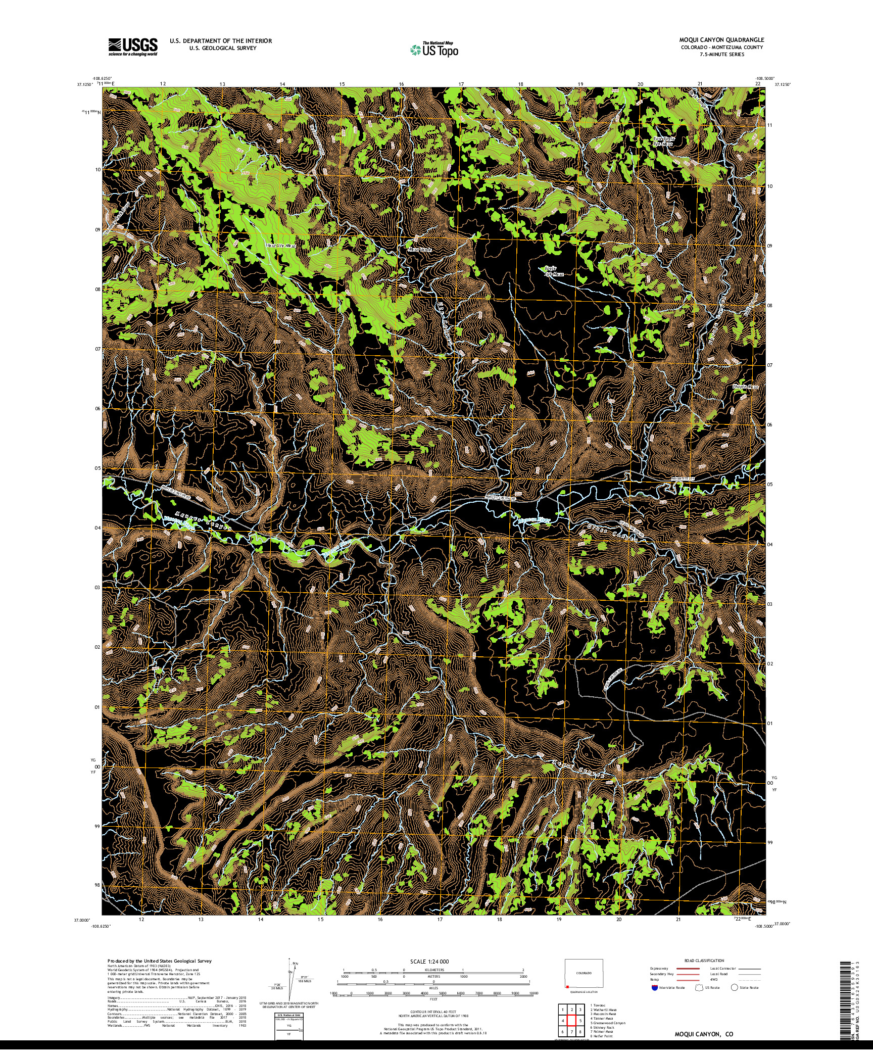 USGS US TOPO 7.5-MINUTE MAP FOR MOQUI CANYON, CO 2019