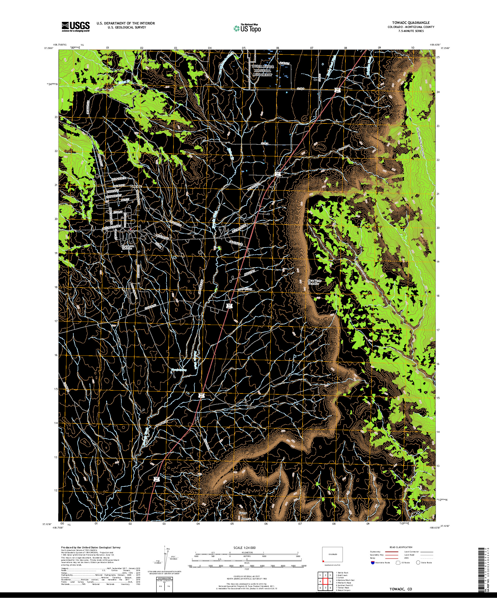 USGS US TOPO 7.5-MINUTE MAP FOR TOWAOC, CO 2019