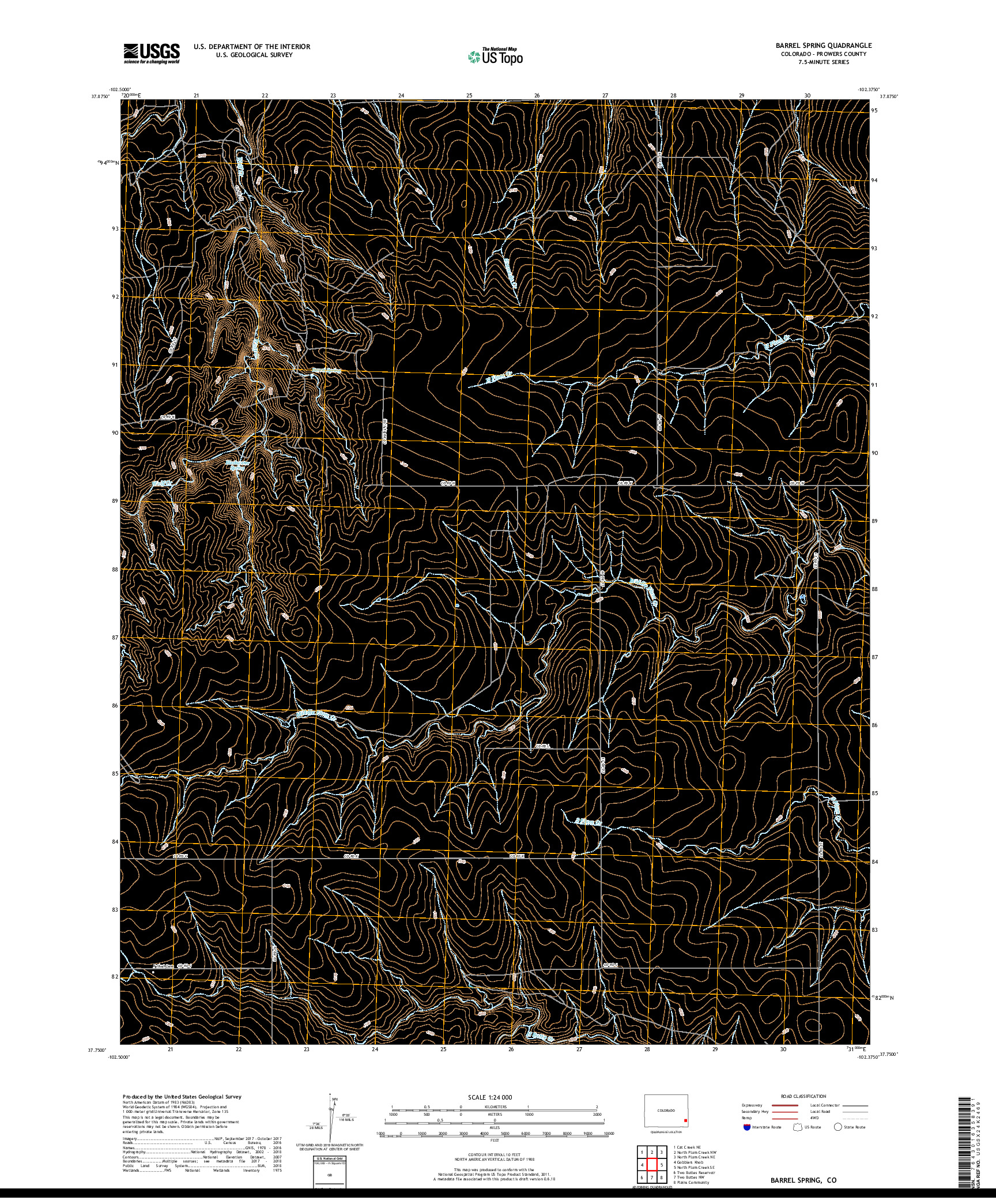 USGS US TOPO 7.5-MINUTE MAP FOR BARREL SPRING, CO 2019