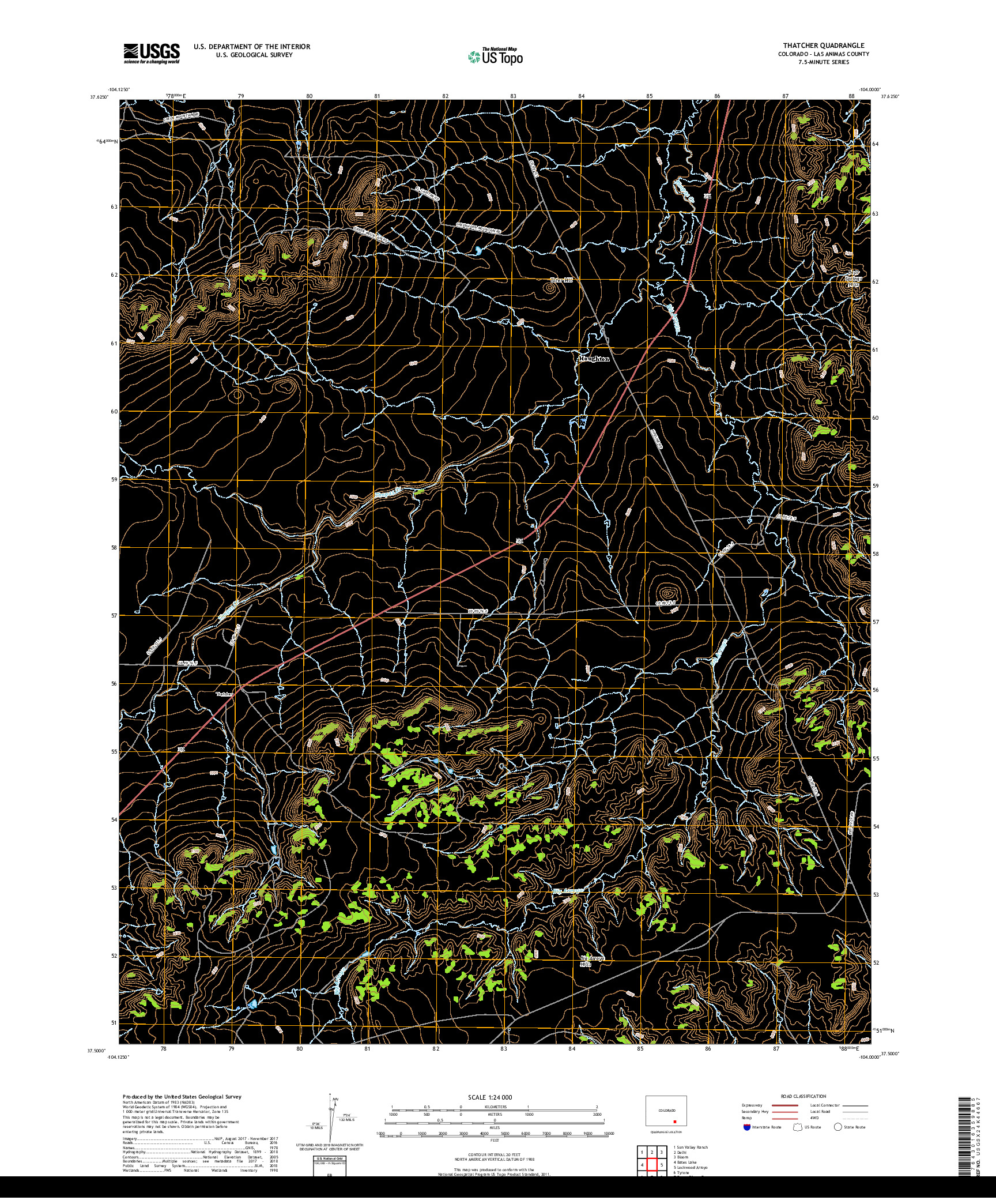 USGS US TOPO 7.5-MINUTE MAP FOR THATCHER, CO 2019