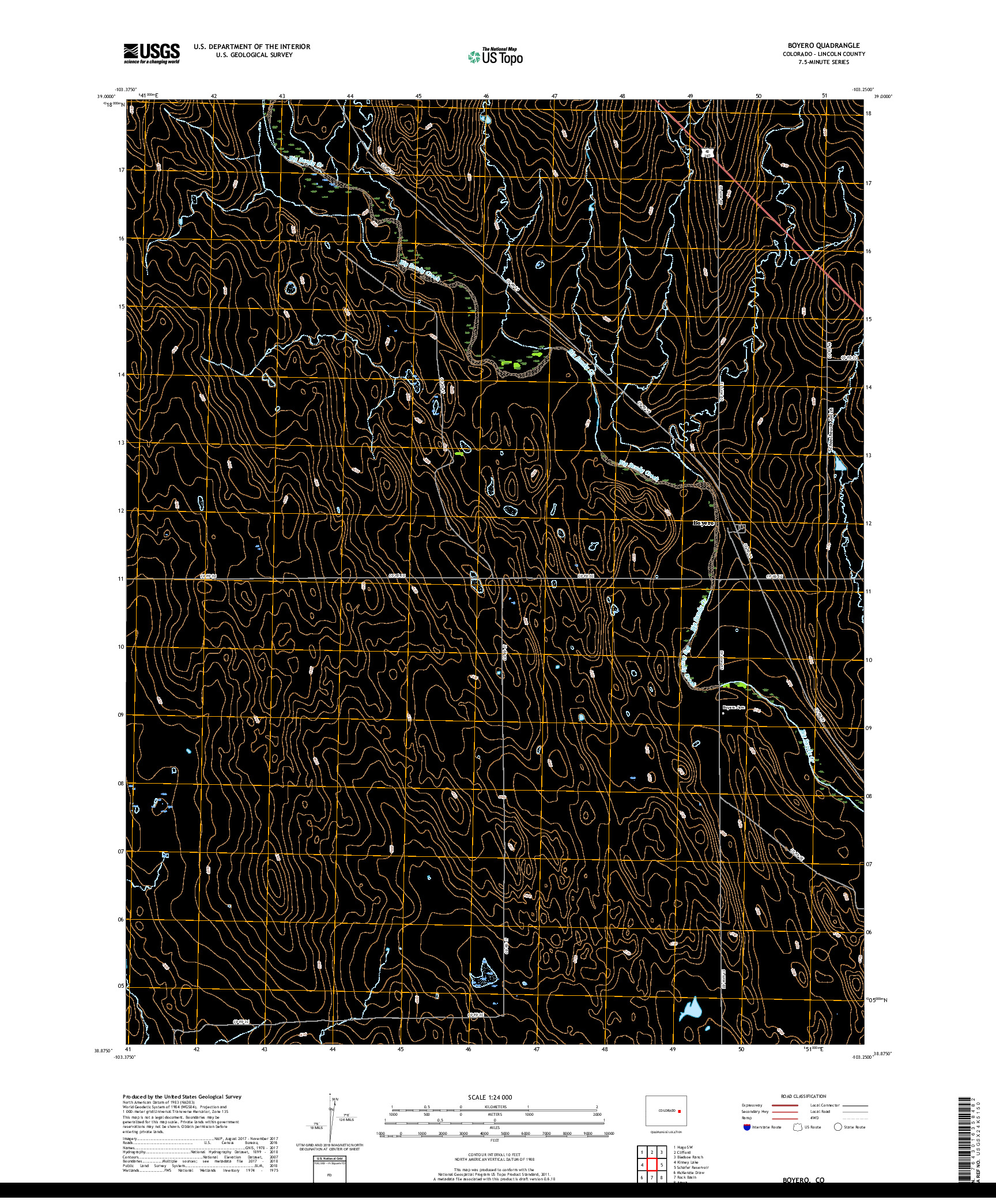 USGS US TOPO 7.5-MINUTE MAP FOR BOYERO, CO 2019