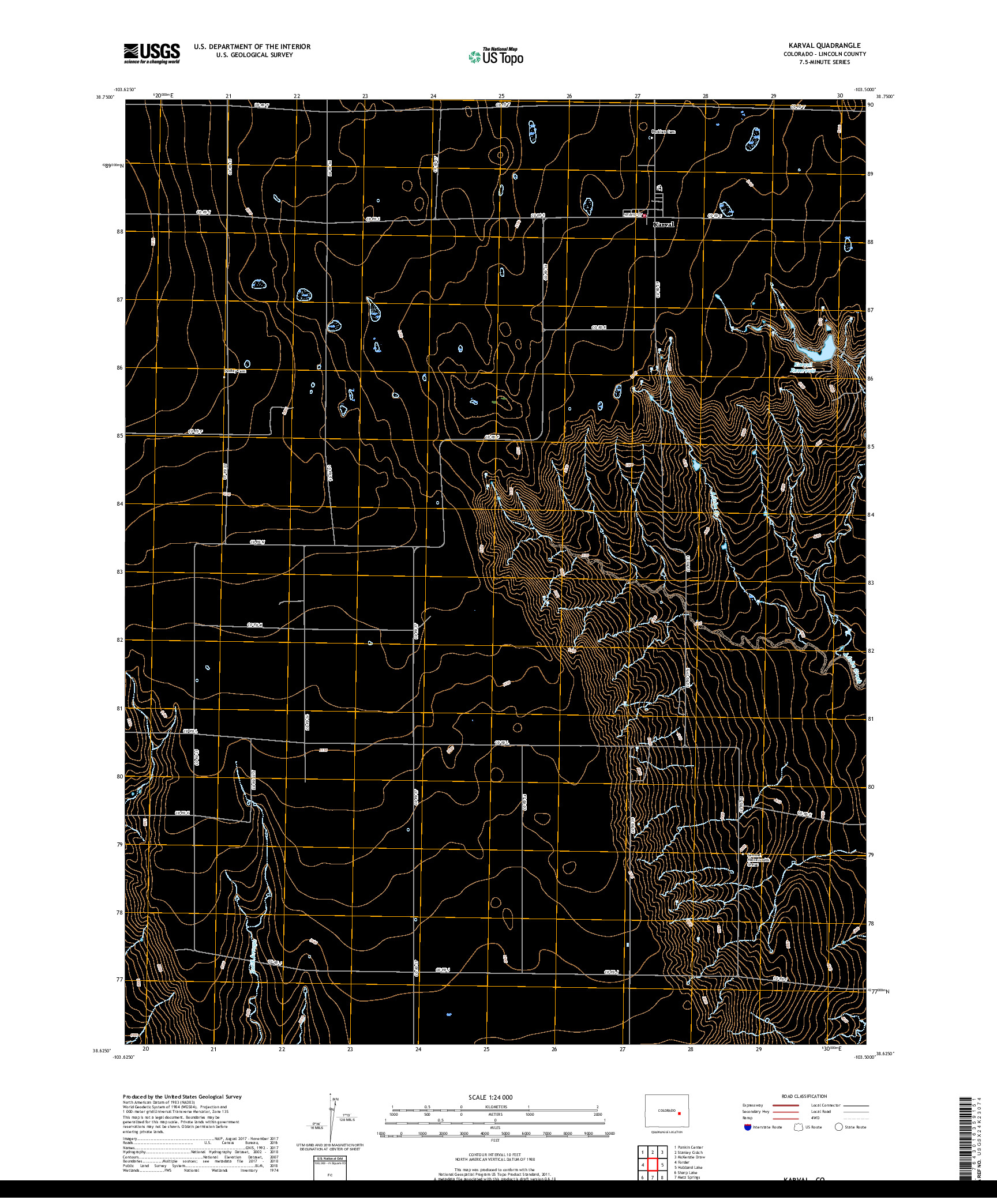 USGS US TOPO 7.5-MINUTE MAP FOR KARVAL, CO 2019