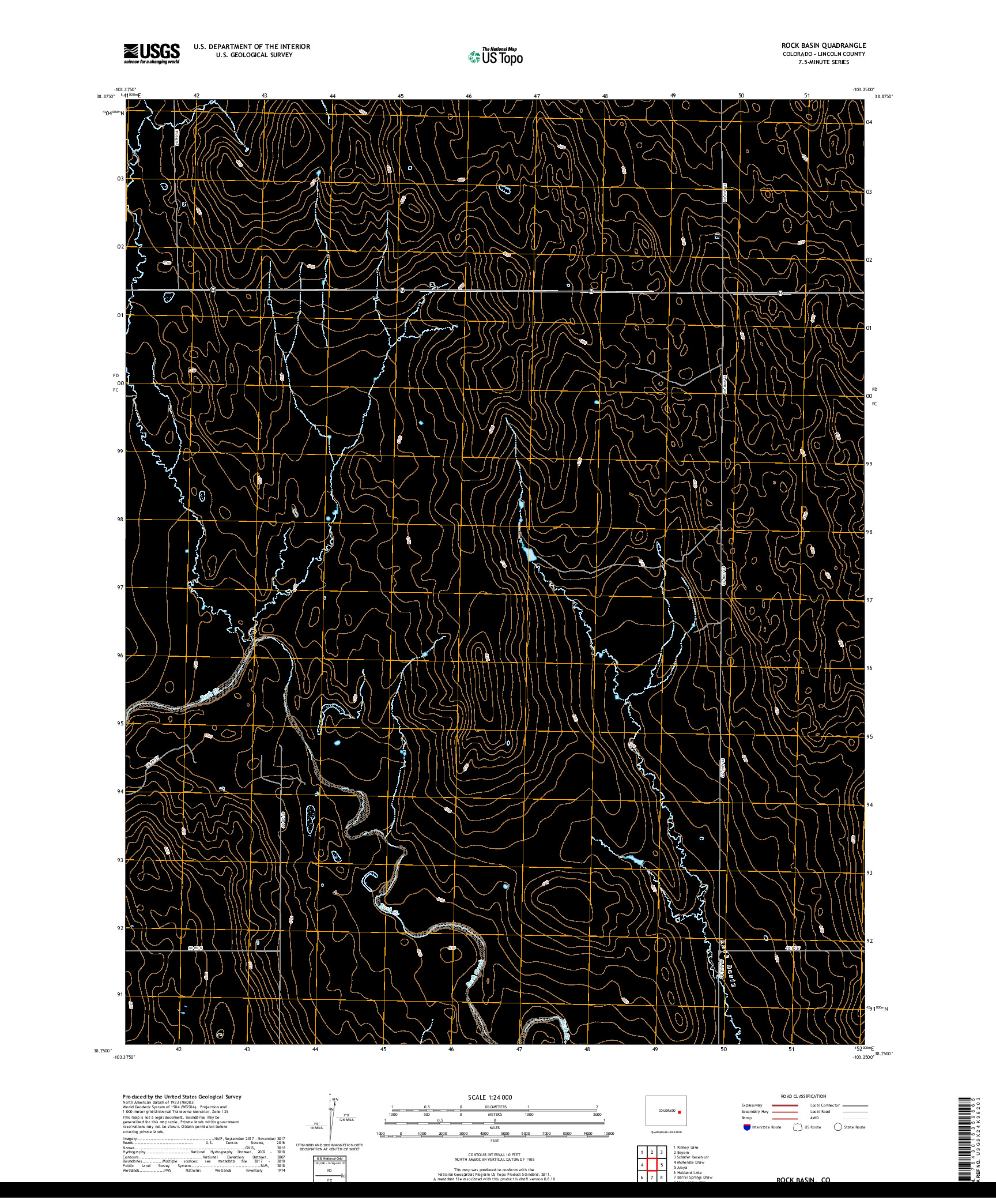 USGS US TOPO 7.5-MINUTE MAP FOR ROCK BASIN, CO 2019