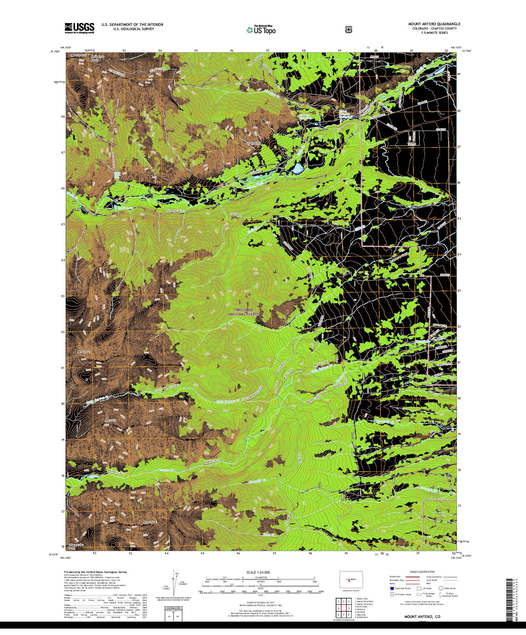 USGS US TOPO 7.5-MINUTE MAP FOR MOUNT ANTERO, CO 2019