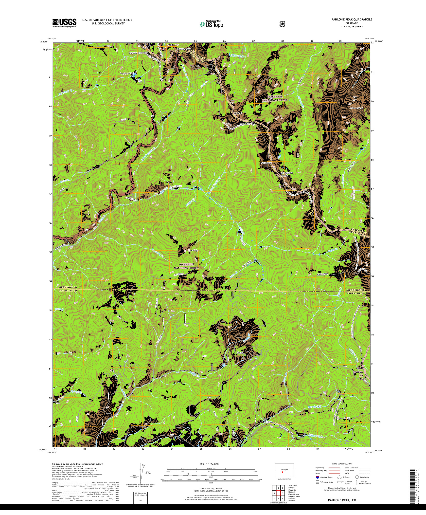 USGS US TOPO 7.5-MINUTE MAP FOR PAHLONE PEAK, CO 2019