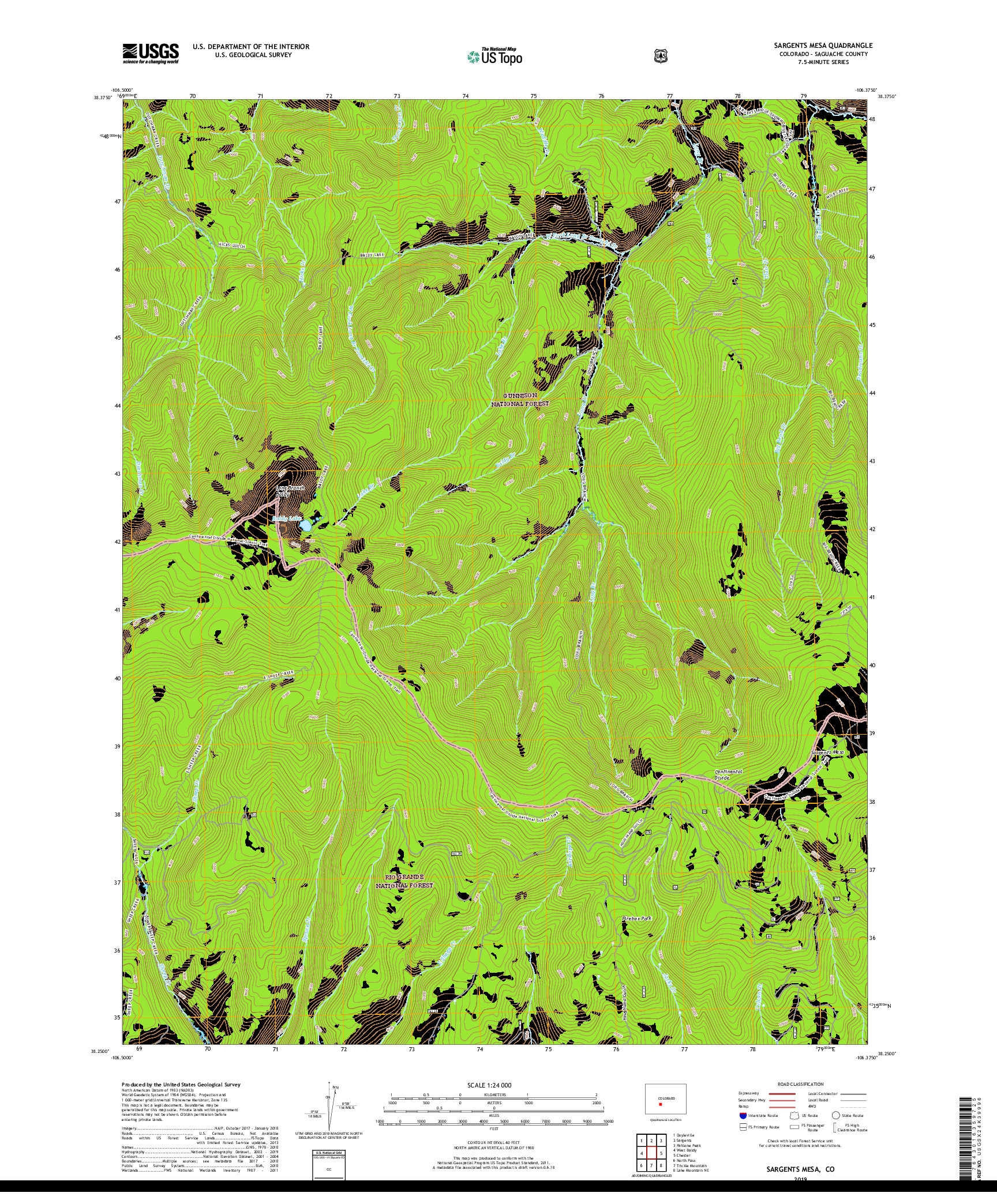 USGS US TOPO 7.5-MINUTE MAP FOR SARGENTS MESA, CO 2019