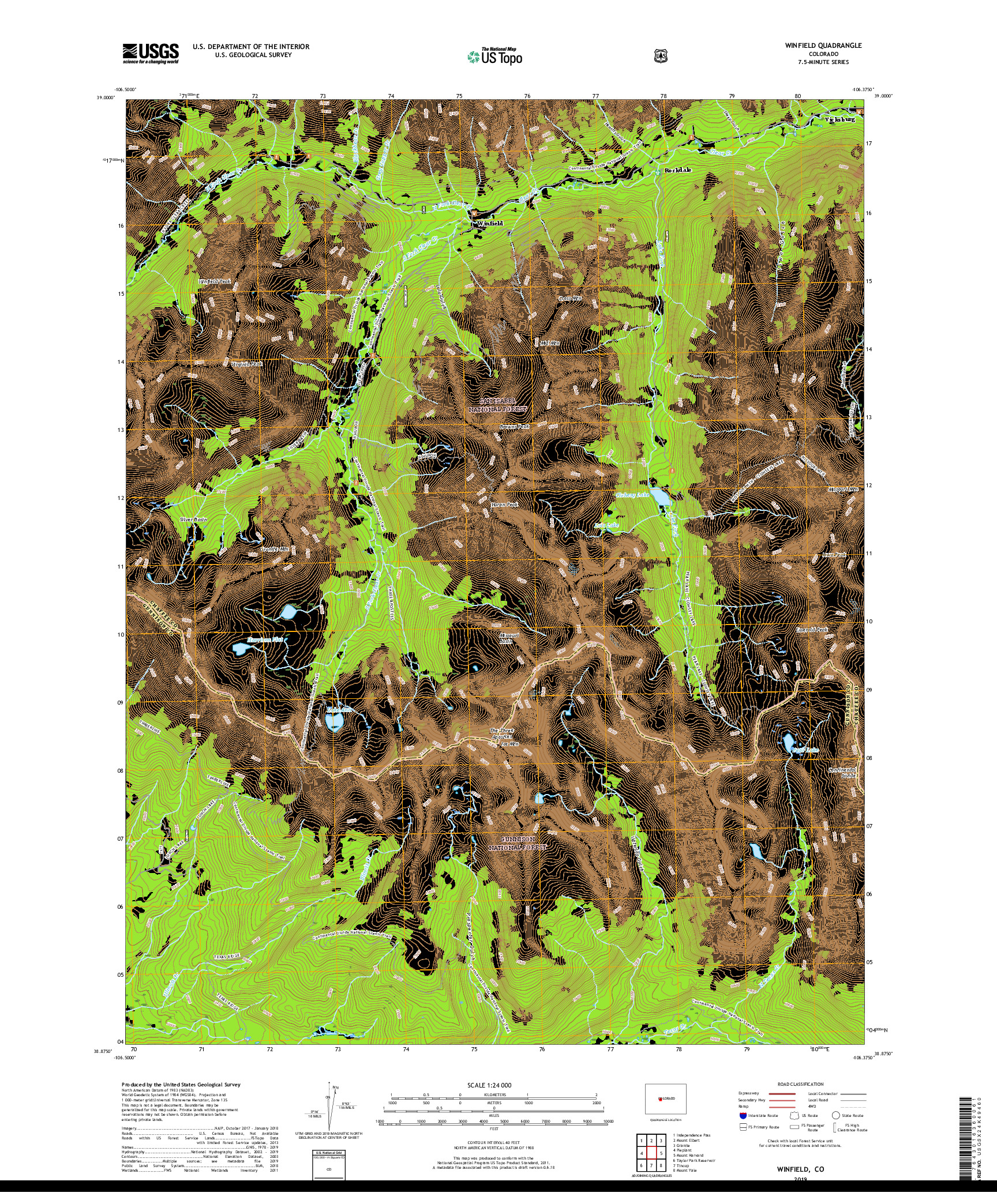 USGS US TOPO 7.5-MINUTE MAP FOR WINFIELD, CO 2019