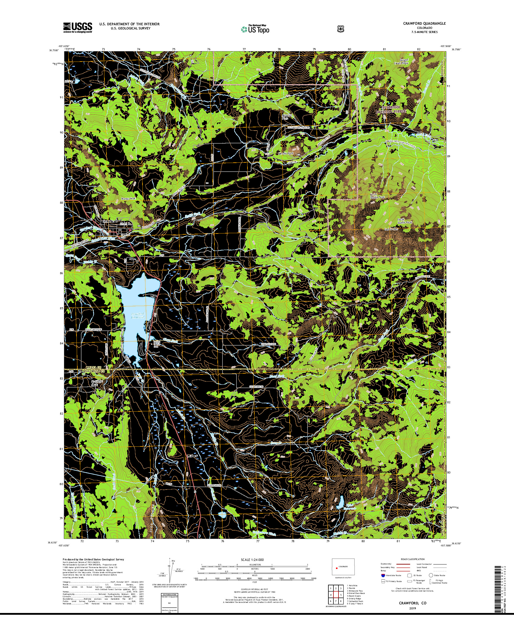 USGS US TOPO 7.5-MINUTE MAP FOR CRAWFORD, CO 2019