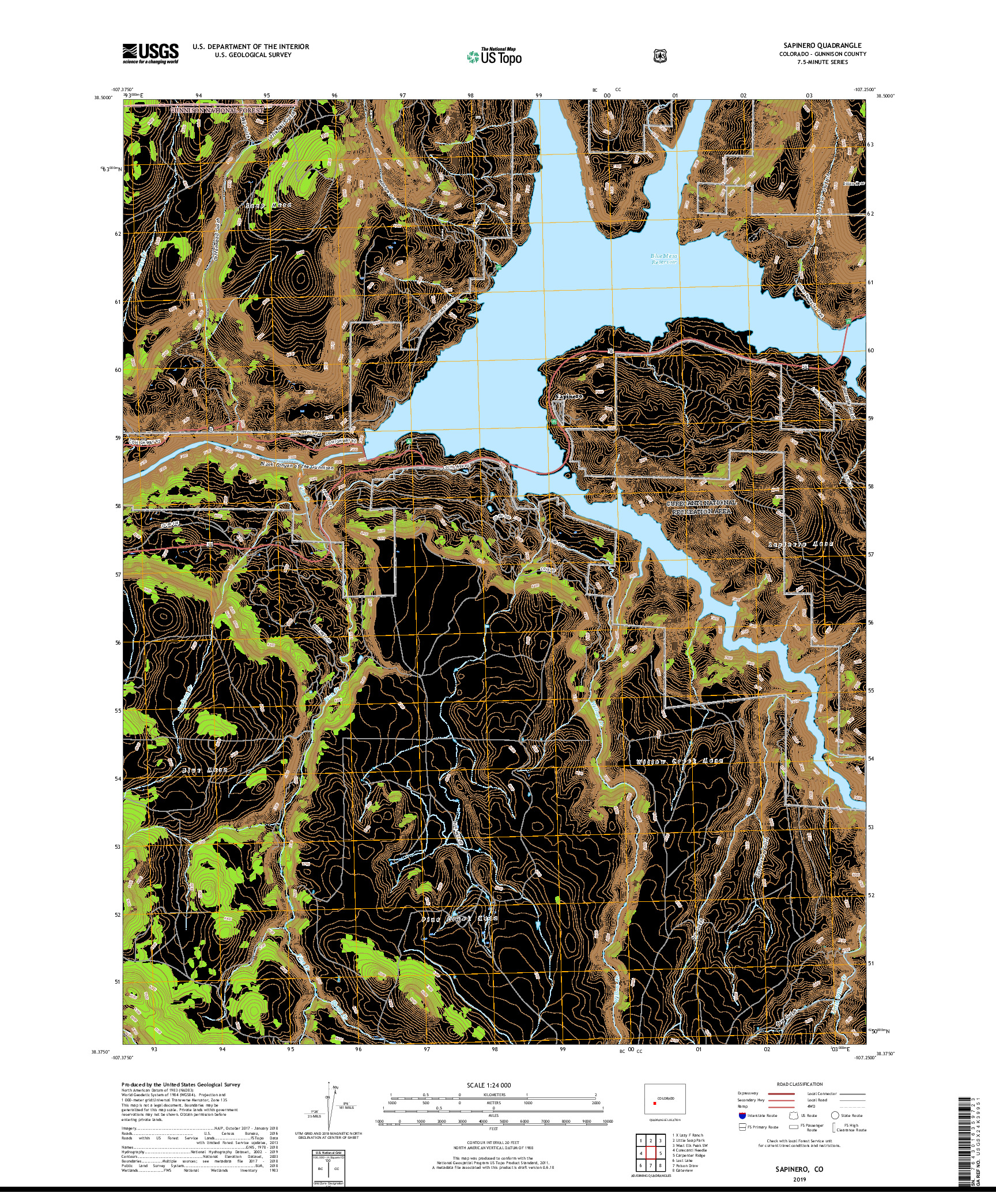 USGS US TOPO 7.5-MINUTE MAP FOR SAPINERO, CO 2019