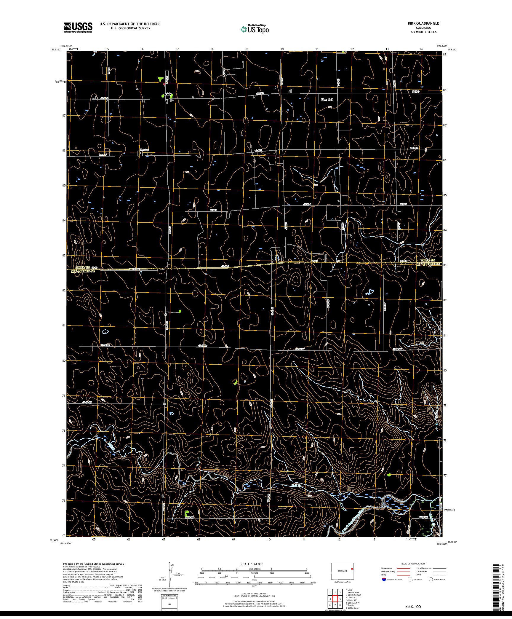 USGS US TOPO 7.5-MINUTE MAP FOR KIRK, CO 2019