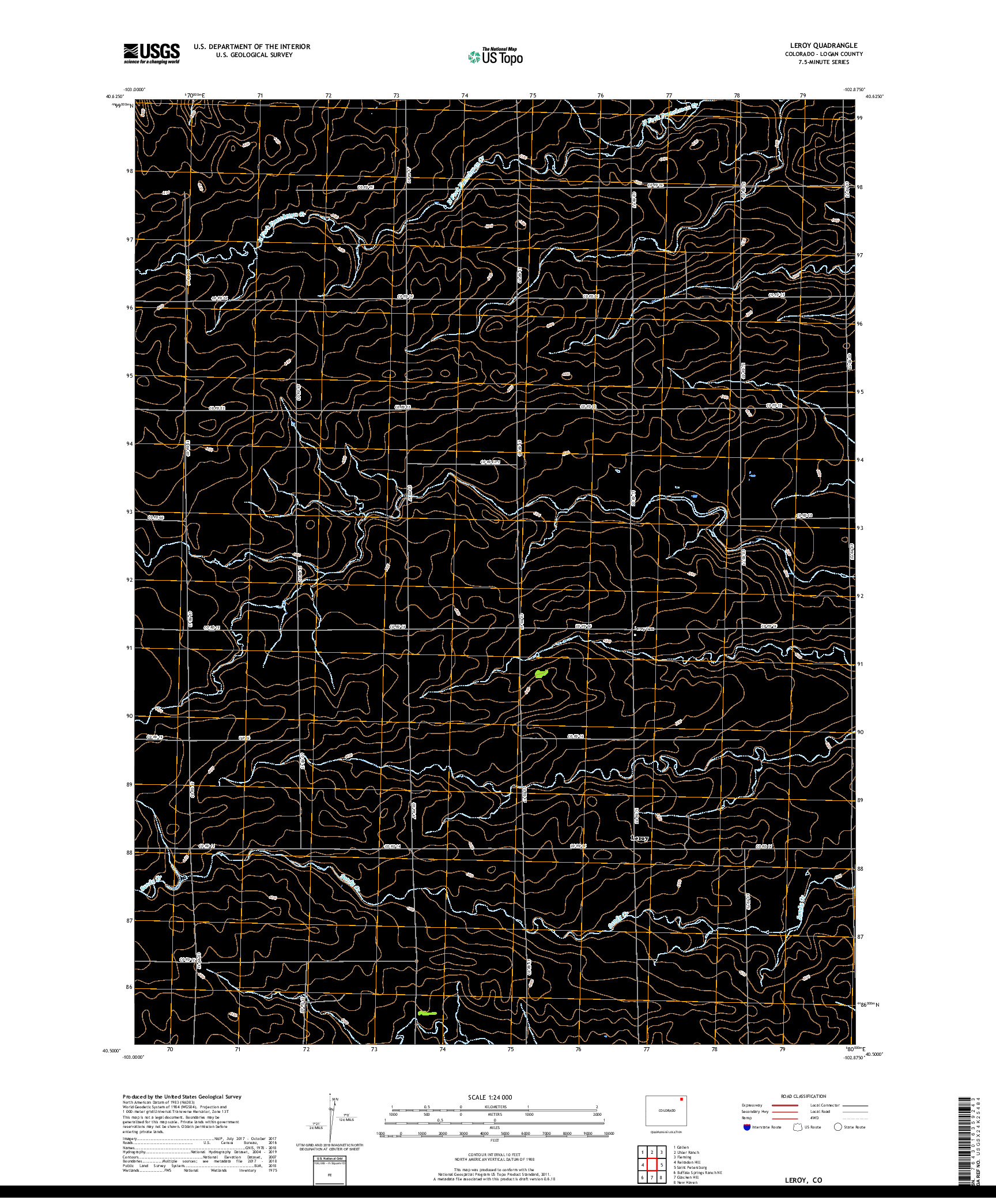 USGS US TOPO 7.5-MINUTE MAP FOR LEROY, CO 2019