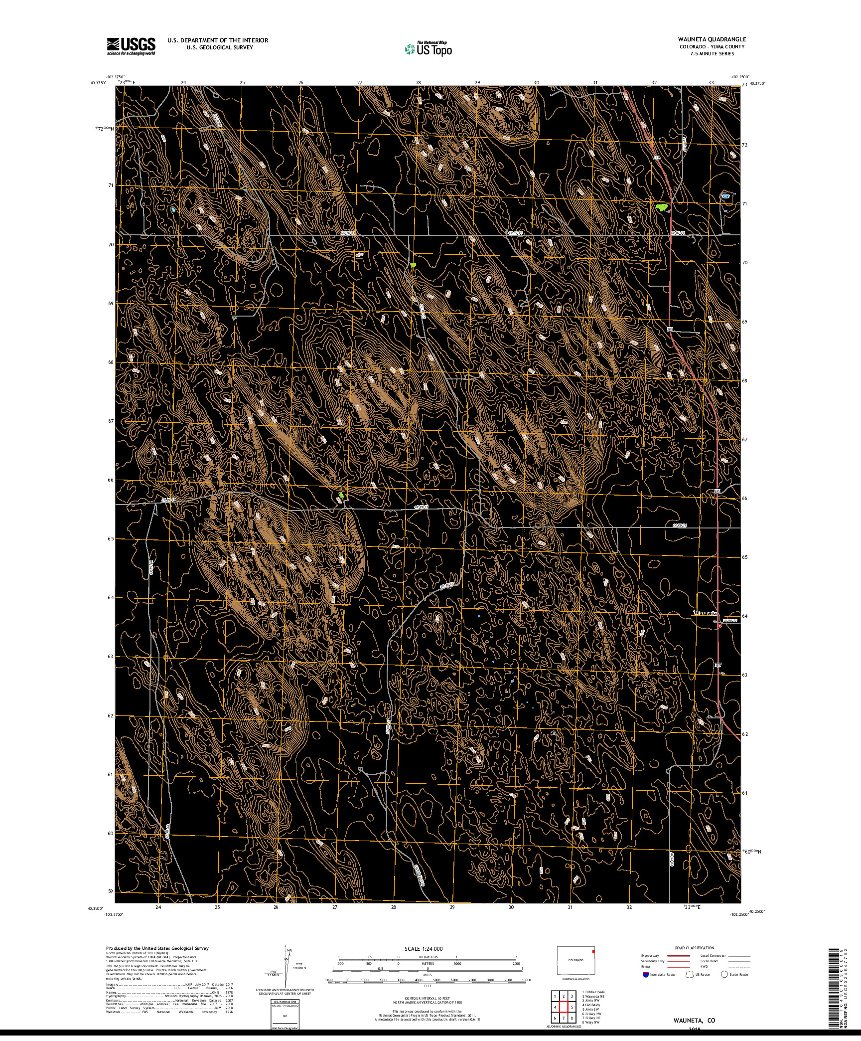 USGS US TOPO 7.5-MINUTE MAP FOR WAUNETA, CO 2019