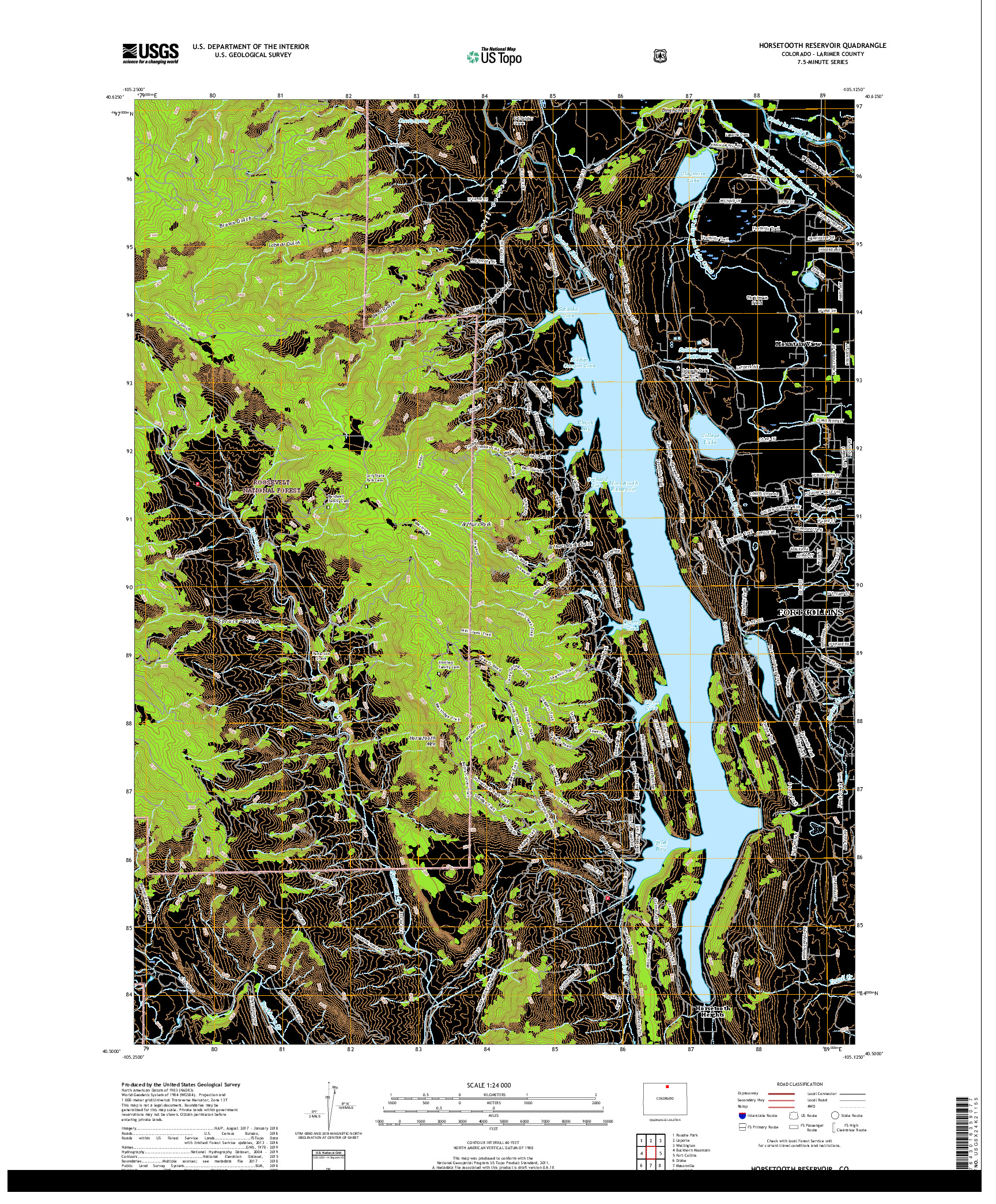 USGS US TOPO 7.5-MINUTE MAP FOR HORSETOOTH RESERVOIR, CO 2019