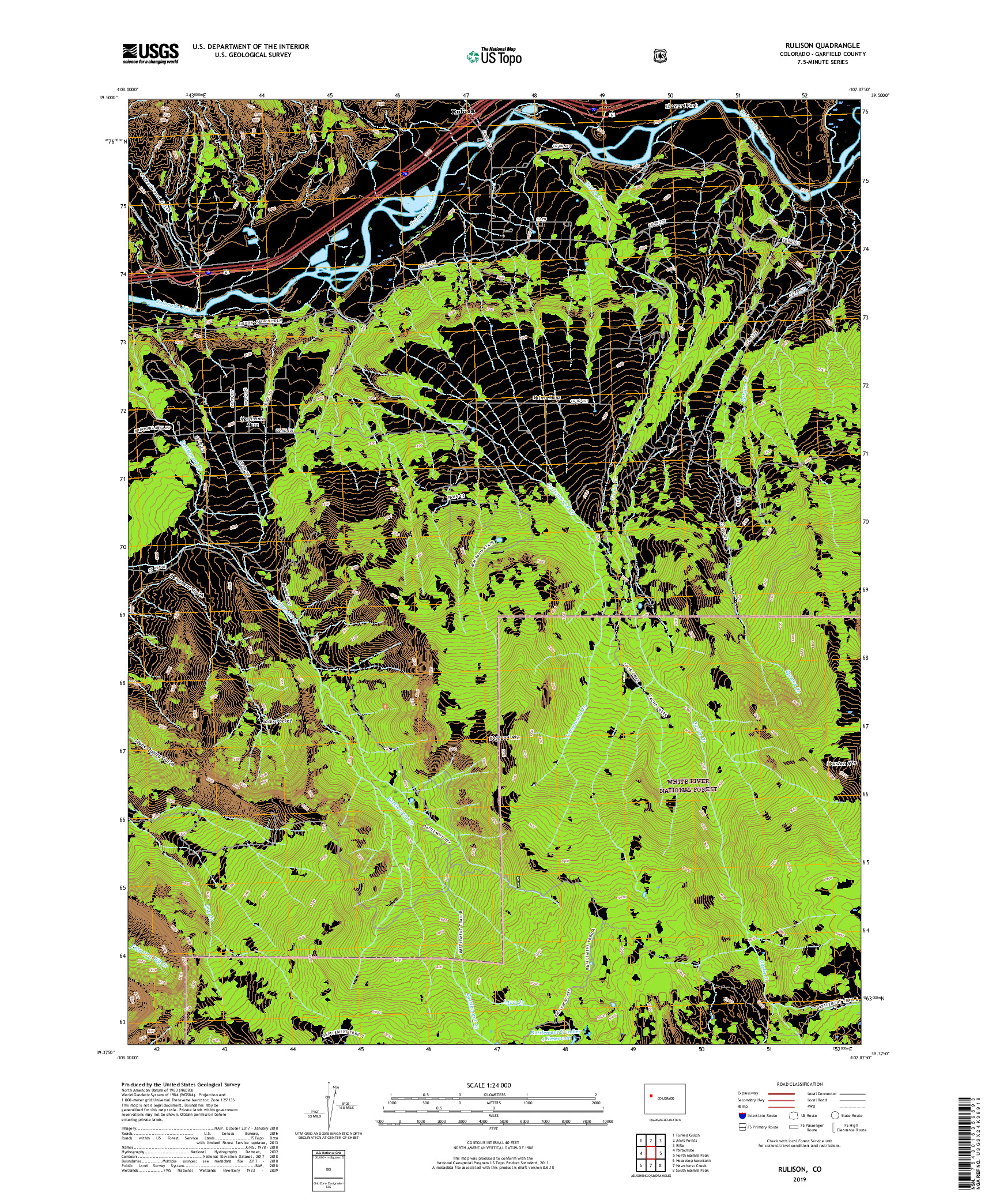 USGS US TOPO 7.5-MINUTE MAP FOR RULISON, CO 2019