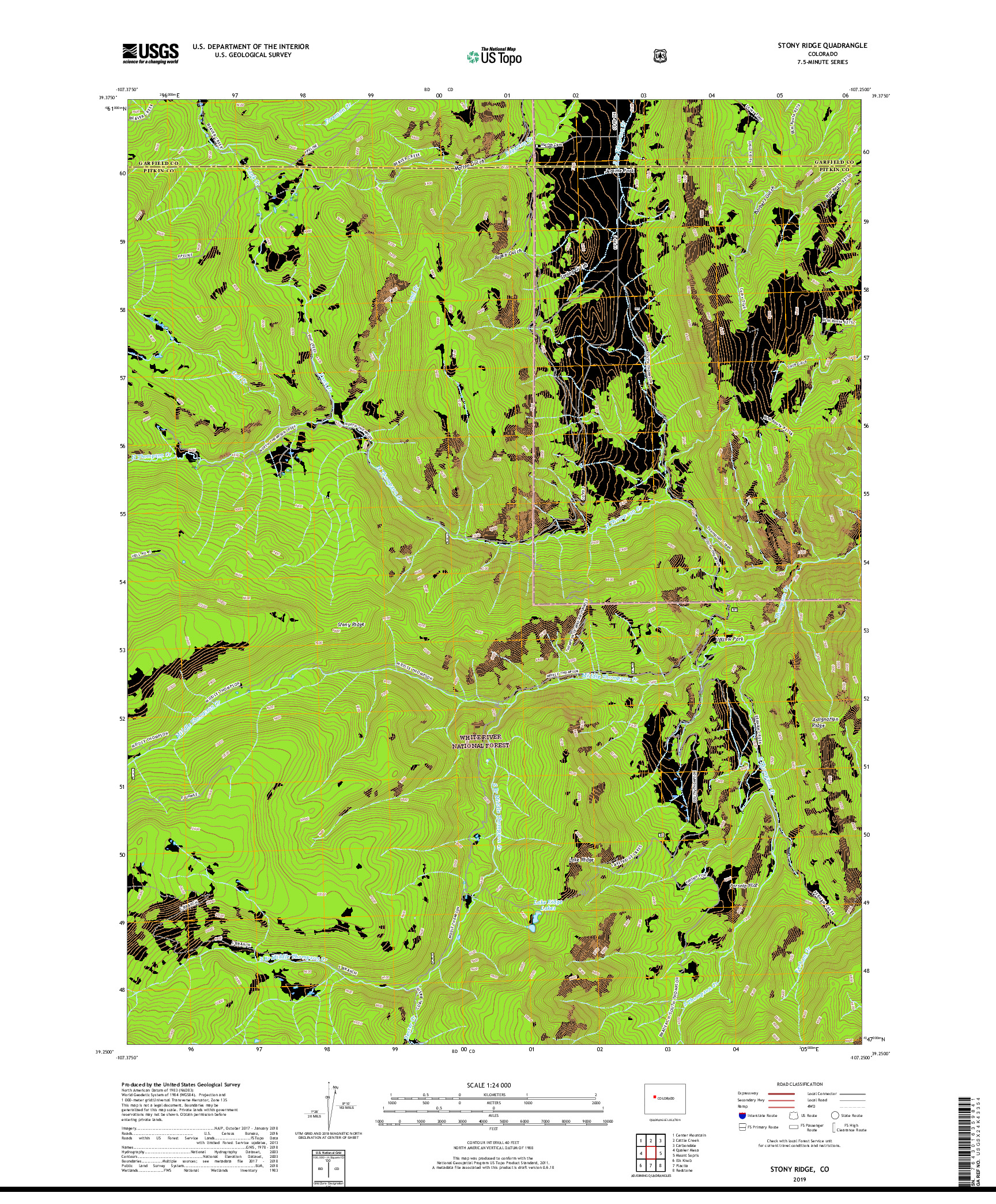 USGS US TOPO 7.5-MINUTE MAP FOR STONY RIDGE, CO 2019