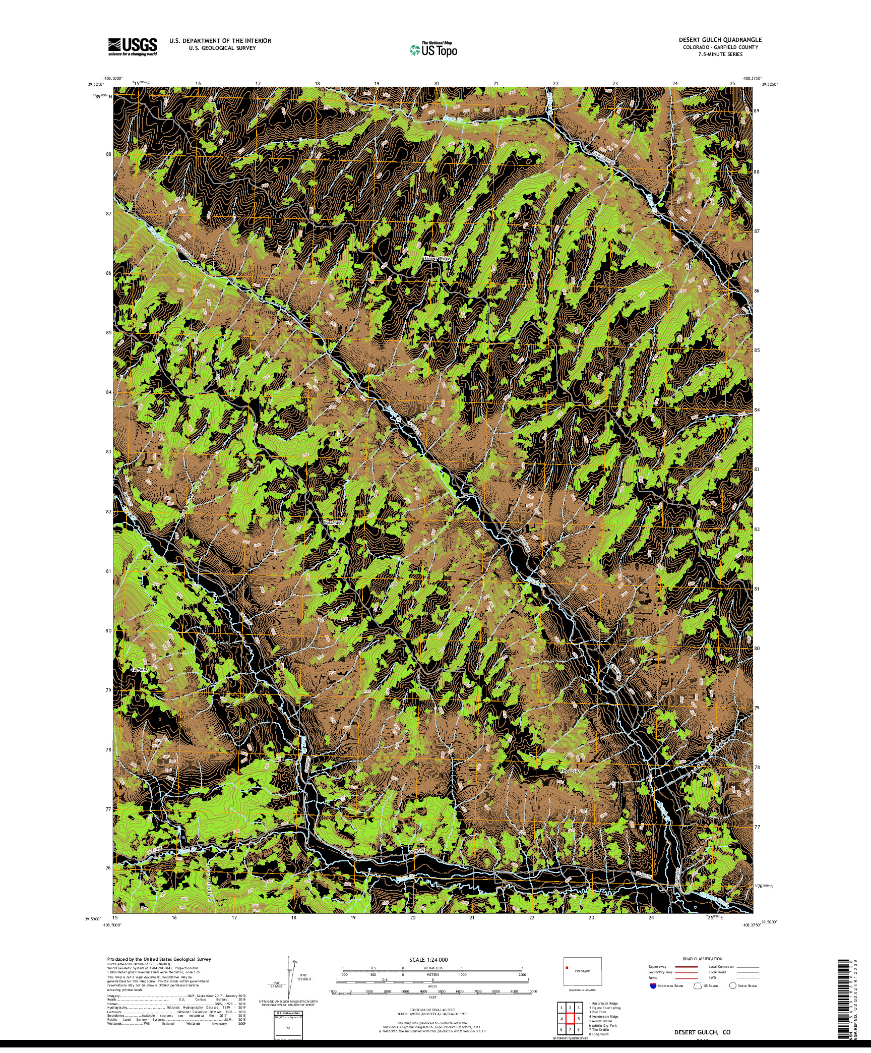 USGS US TOPO 7.5-MINUTE MAP FOR DESERT GULCH, CO 2019