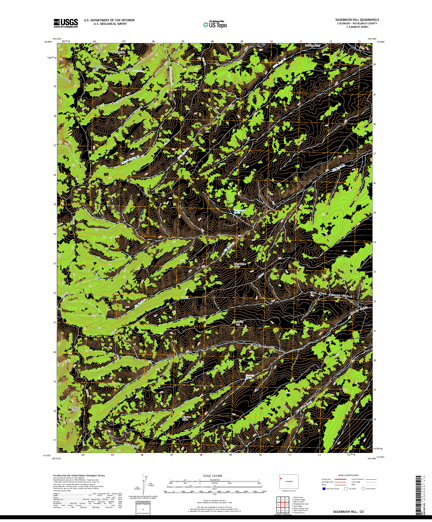 USGS US TOPO 7.5-MINUTE MAP FOR SAGEBRUSH HILL, CO 2019