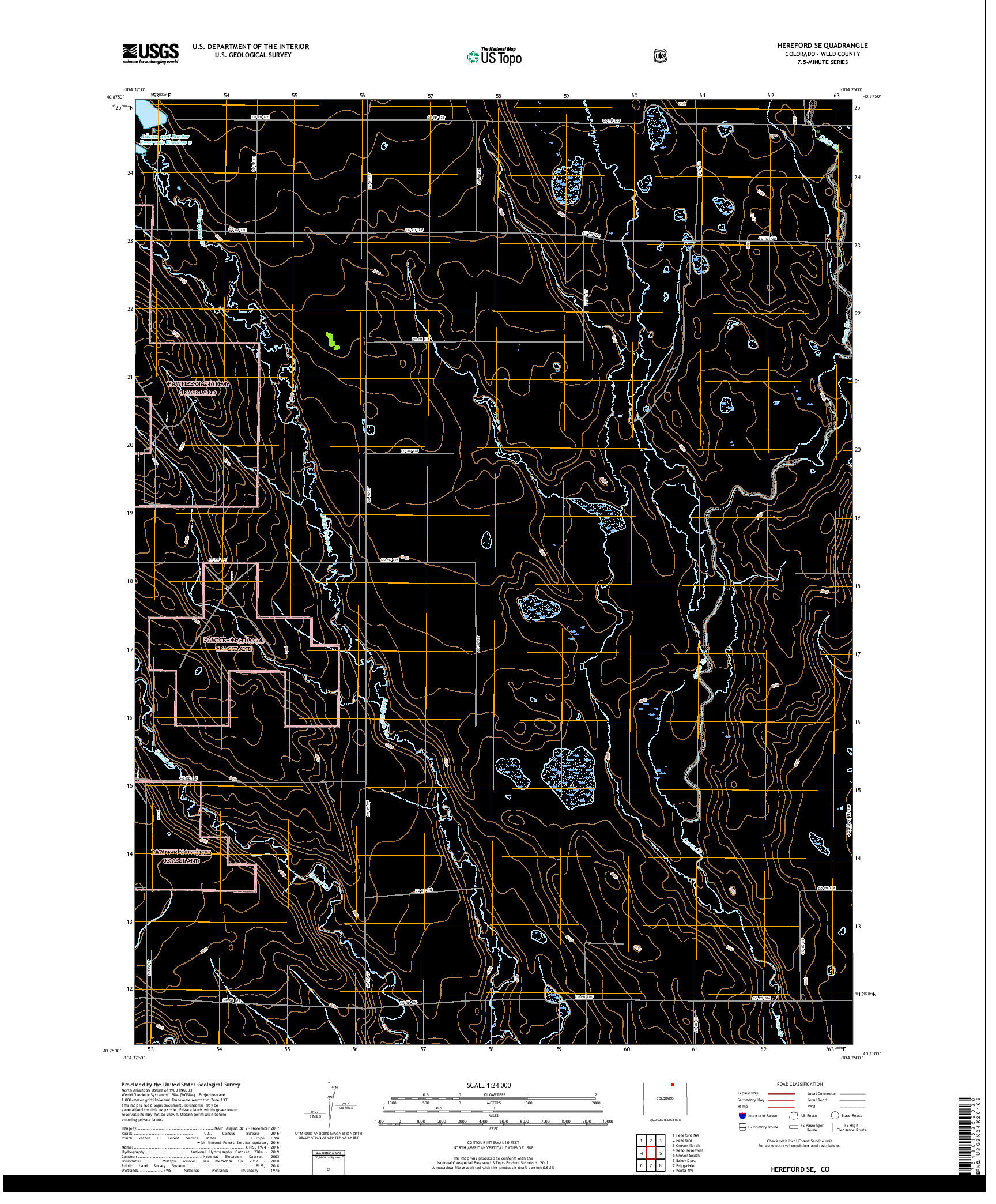 USGS US TOPO 7.5-MINUTE MAP FOR HEREFORD SE, CO 2019