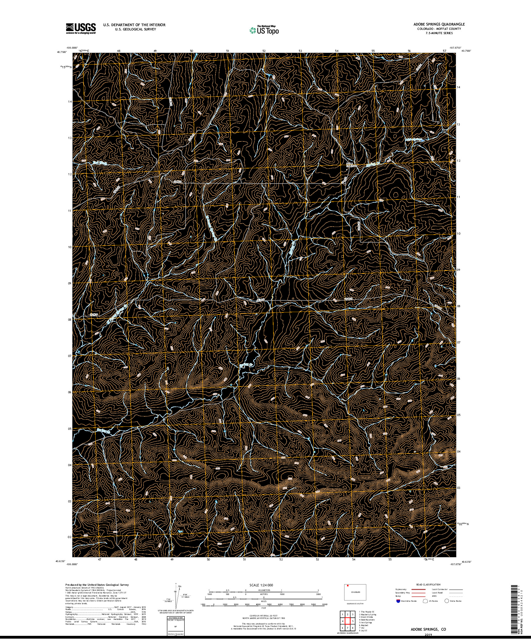 USGS US TOPO 7.5-MINUTE MAP FOR ADOBE SPRINGS, CO 2019