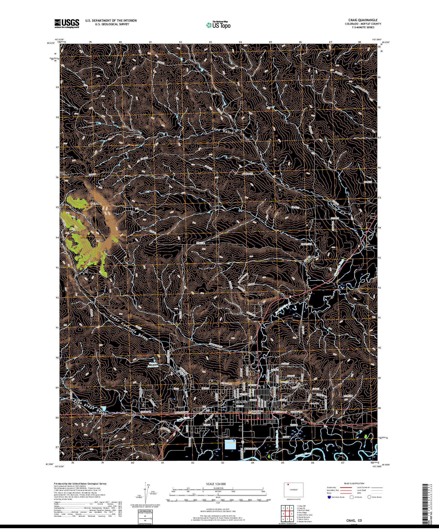 USGS US TOPO 7.5-MINUTE MAP FOR CRAIG, CO 2019