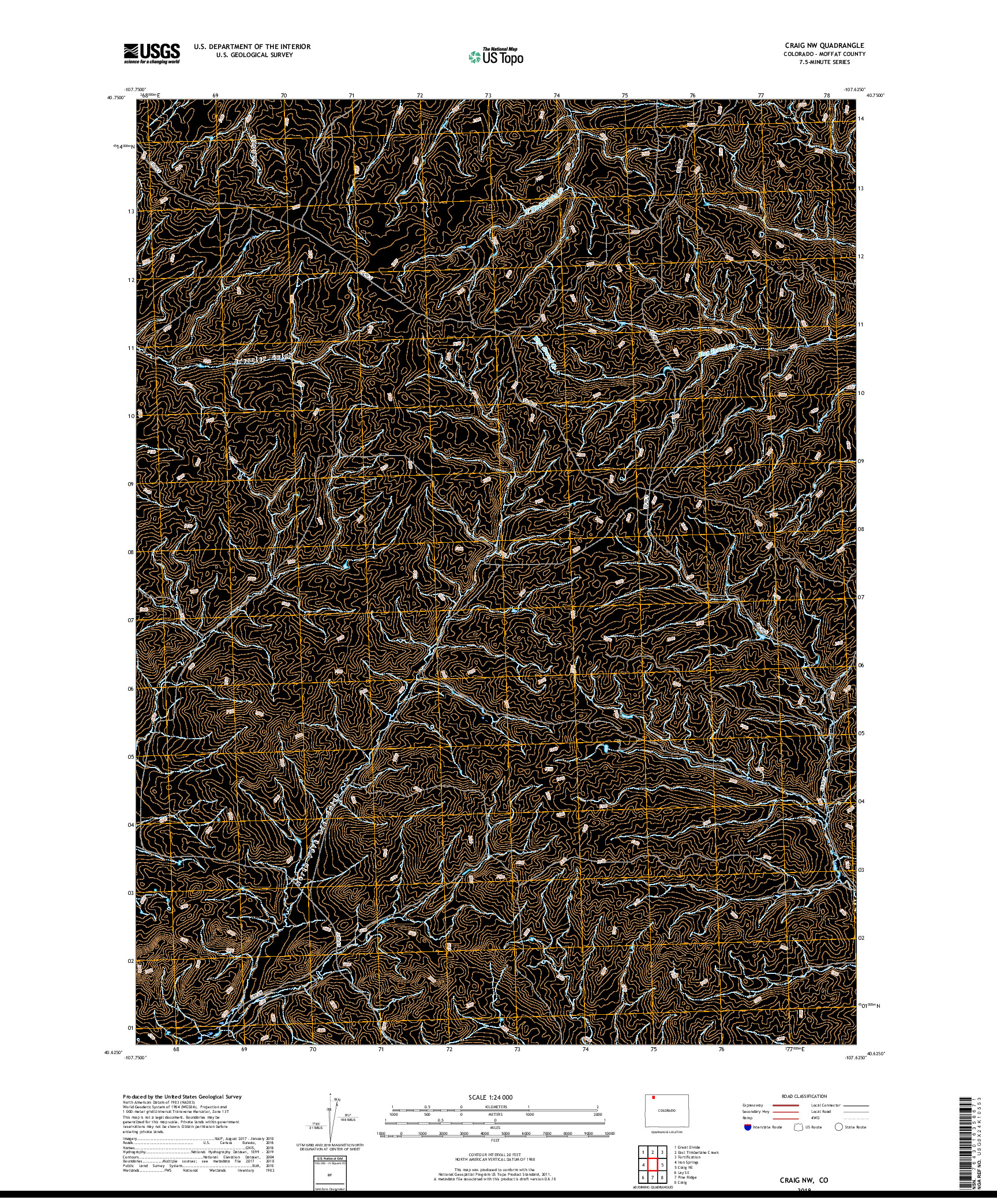 USGS US TOPO 7.5-MINUTE MAP FOR CRAIG NW, CO 2019