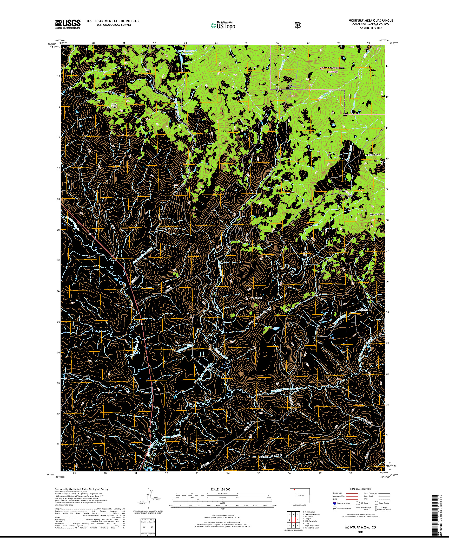 USGS US TOPO 7.5-MINUTE MAP FOR MCINTURF MESA, CO 2019