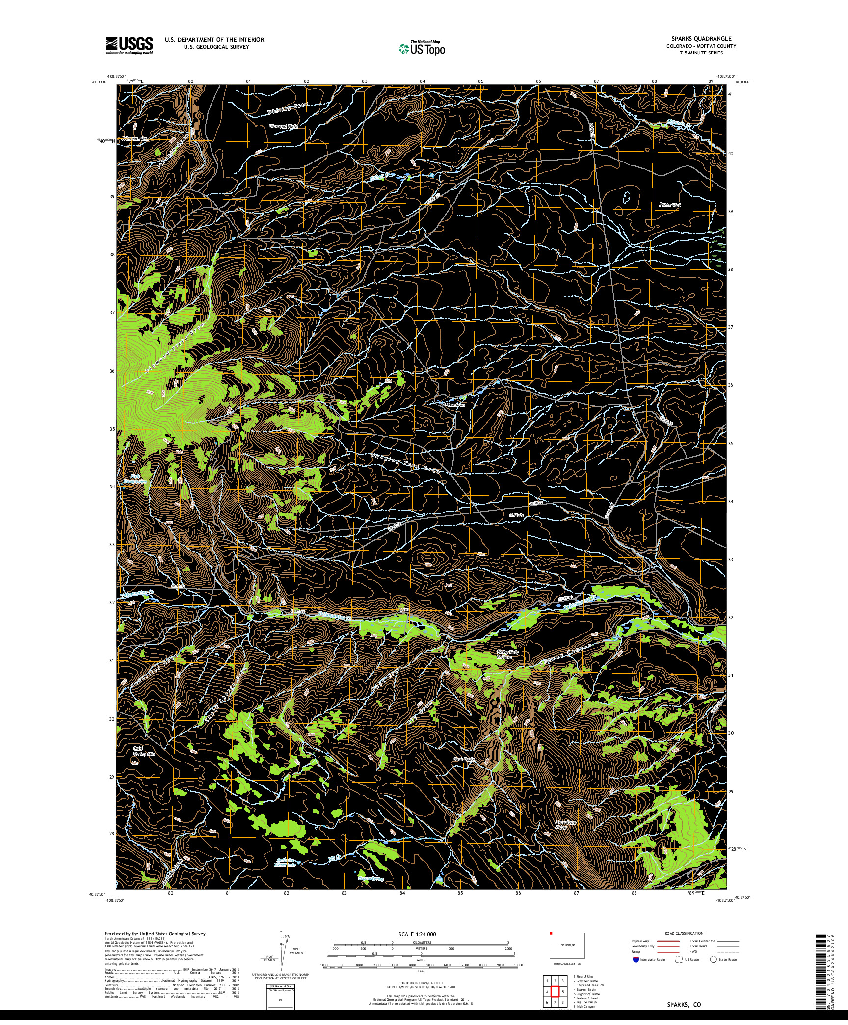 USGS US TOPO 7.5-MINUTE MAP FOR SPARKS, CO 2019