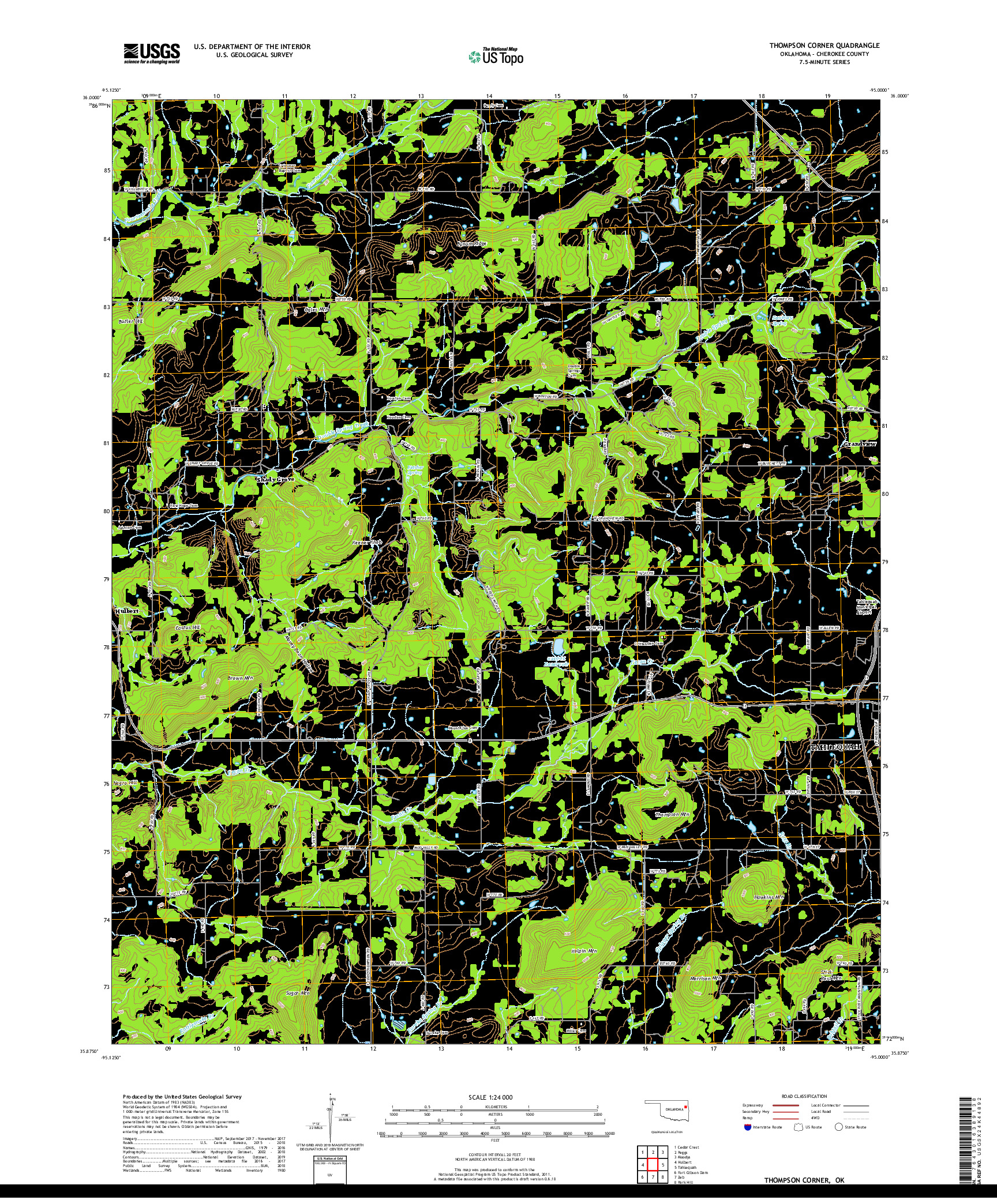 USGS US TOPO 7.5-MINUTE MAP FOR THOMPSON CORNER, OK 2019