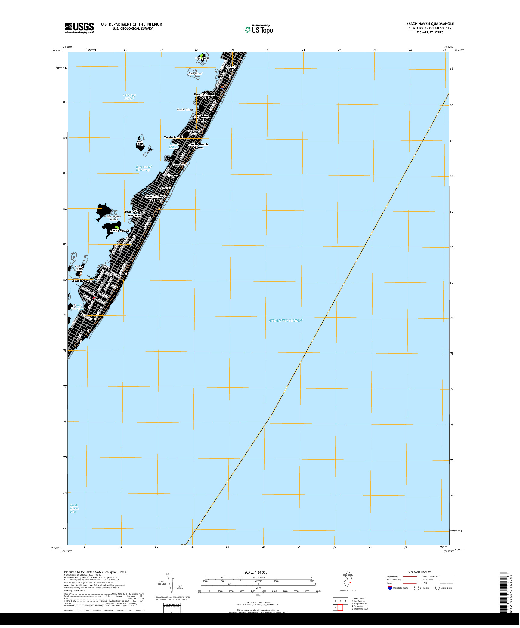 USGS US TOPO 7.5-MINUTE MAP FOR BEACH HAVEN, NJ 2019