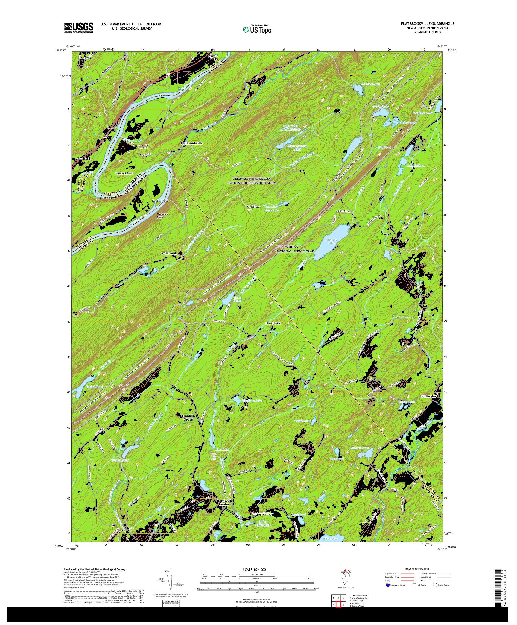 USGS US TOPO 7.5-MINUTE MAP FOR FLATBROOKVILLE, NJ,PA 2019